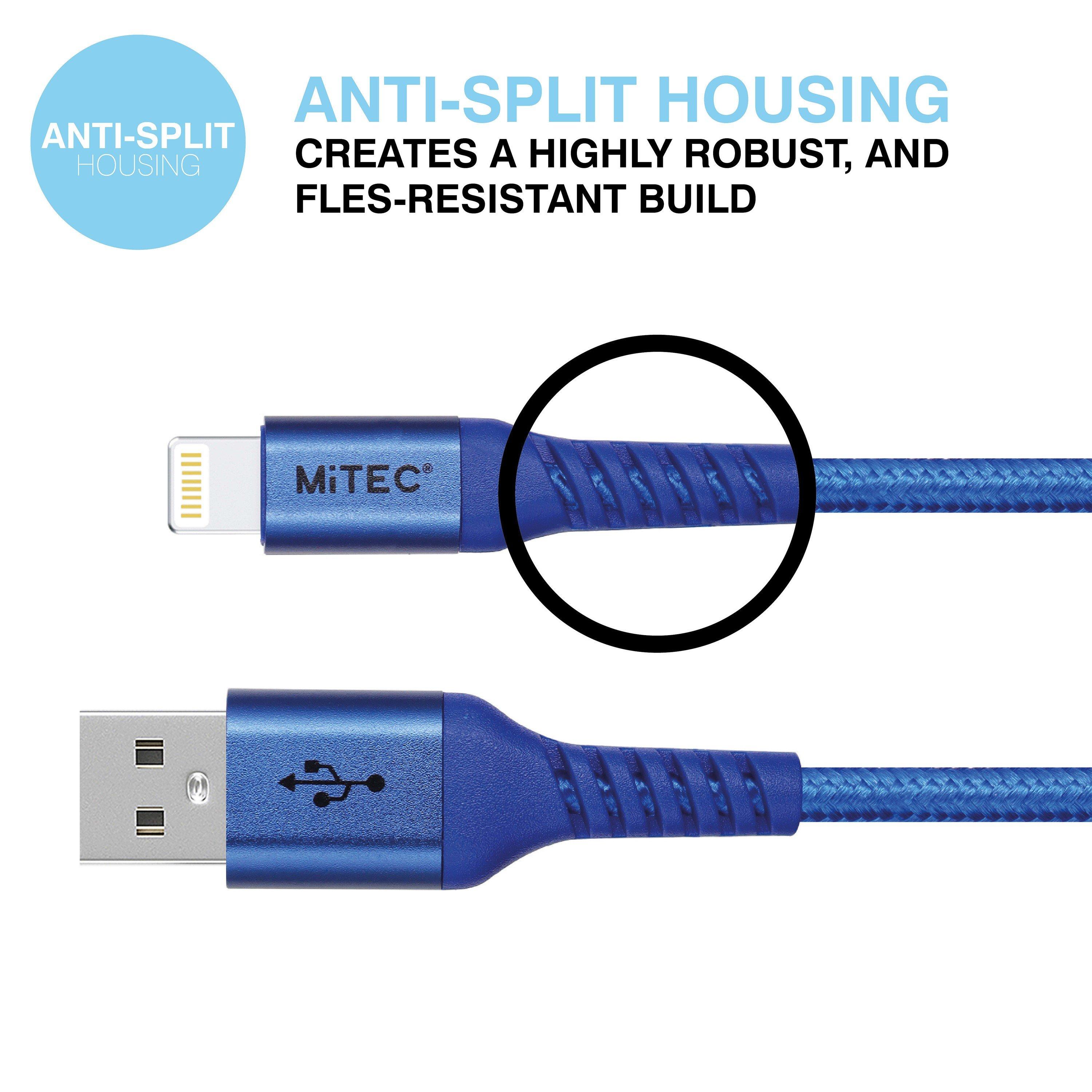 Blå - MiTEC - MITEC 1M MFI LIGHTNING BRAIDED CABLE BLUE - 5