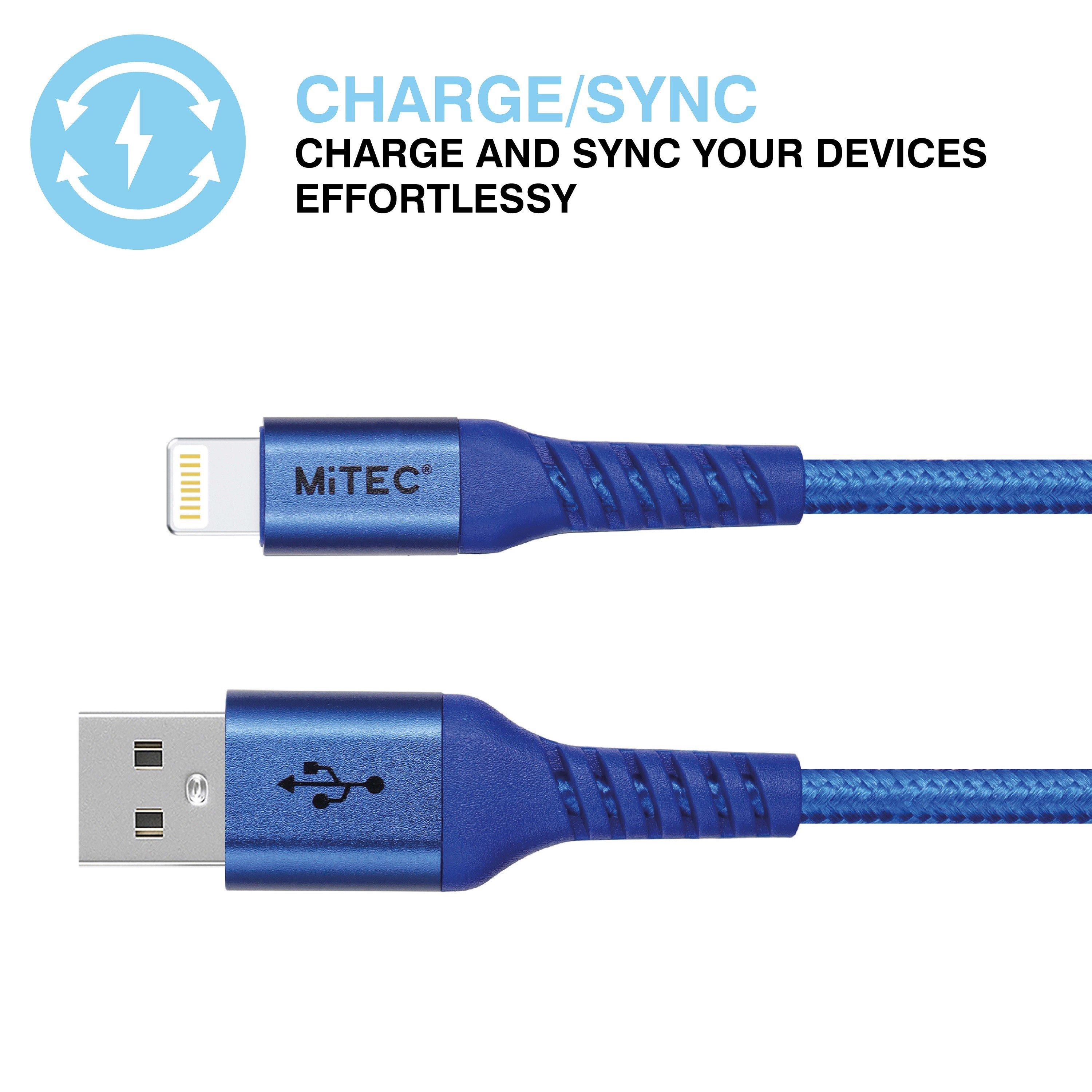 Blå - MiTEC - MITEC 1M MFI LIGHTNING BRAIDED CABLE BLUE - 6