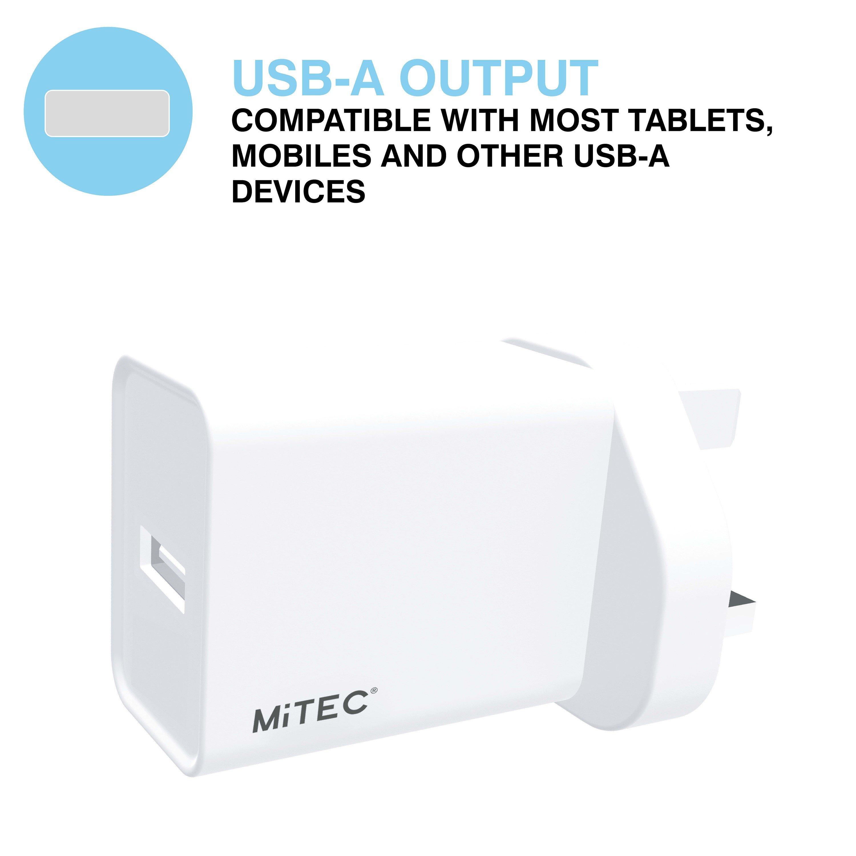 Wit - MiTEC - MITEC 2A USB-A MAINS CHARGER WHITE - 2