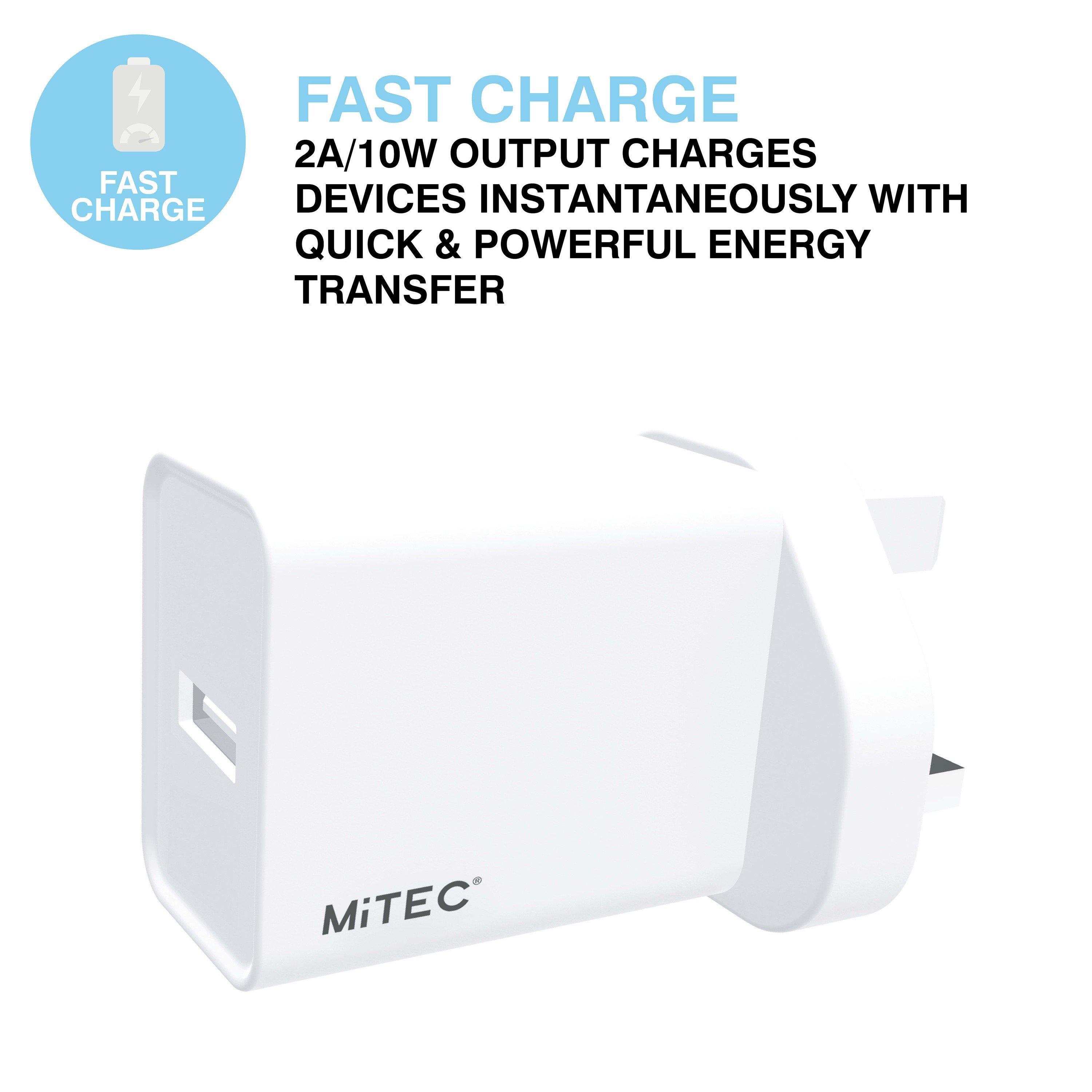 Wit - MiTEC - MITEC 2A USB-A MAINS CHARGER WHITE - 3