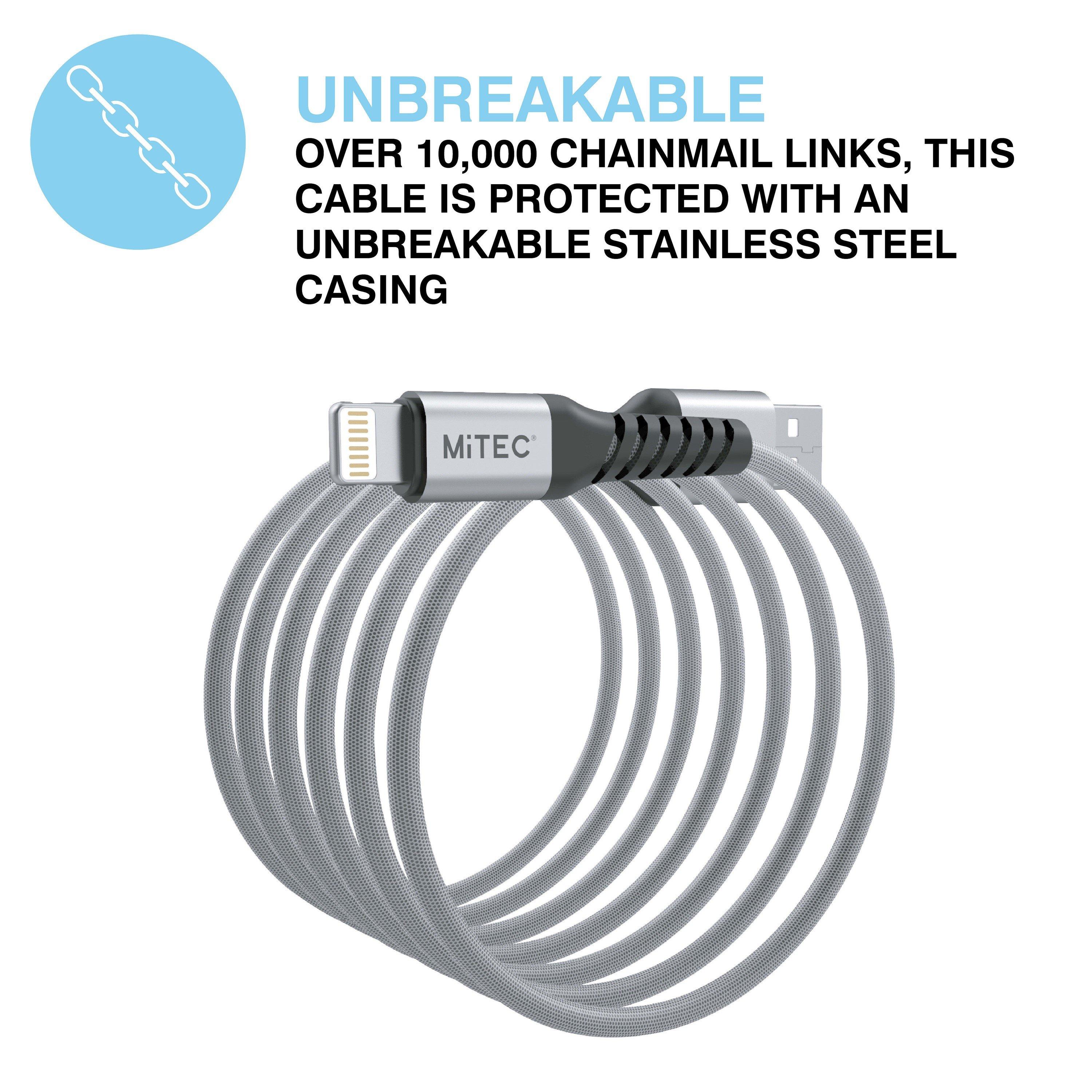 Silber - MiTEC - Unbreakable Lightning to USB-A - 1m Silver - 3