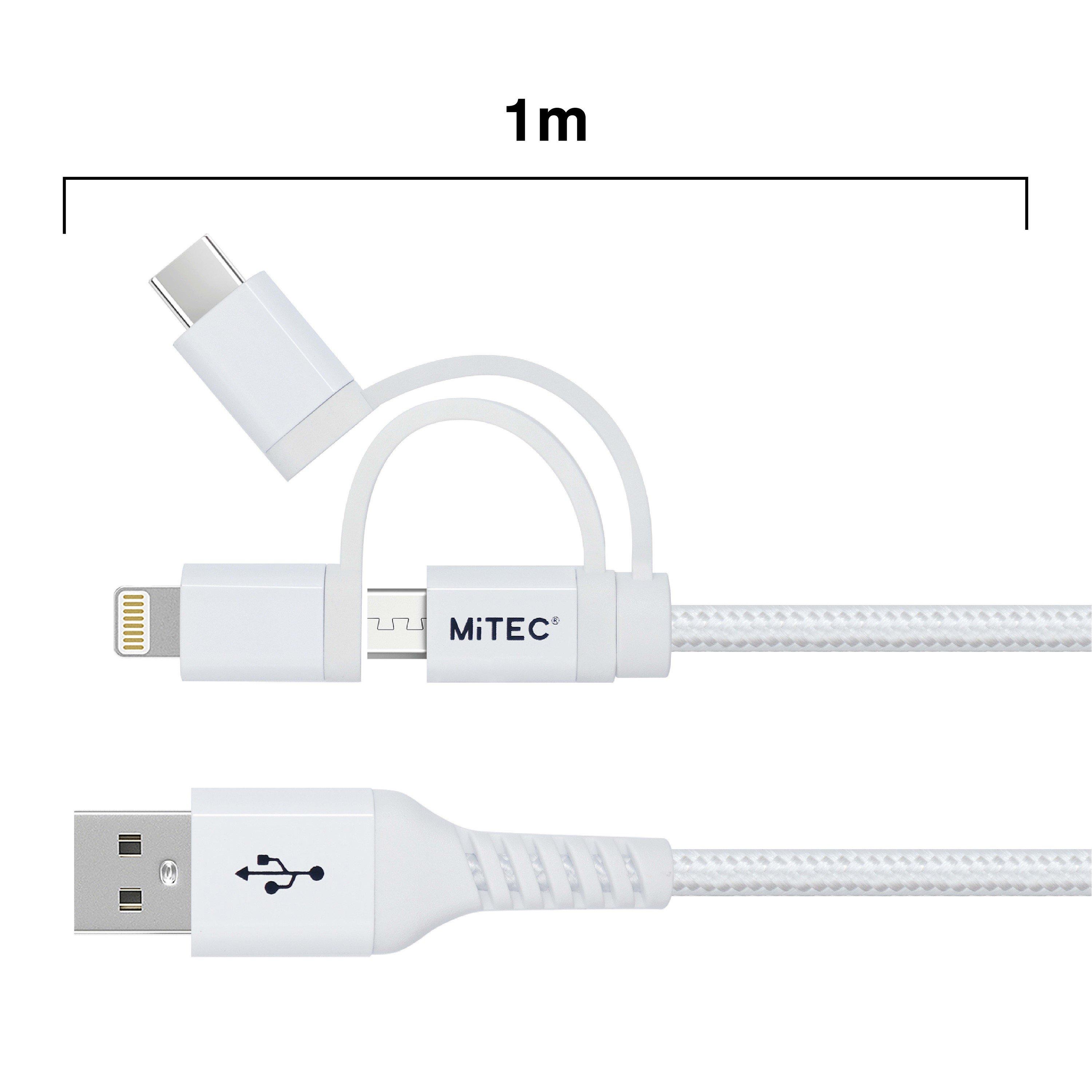 Hvid - MiTEC - MITEC 1M UNIVERSAL MFI BRAIDED CABLE WHITE - 2