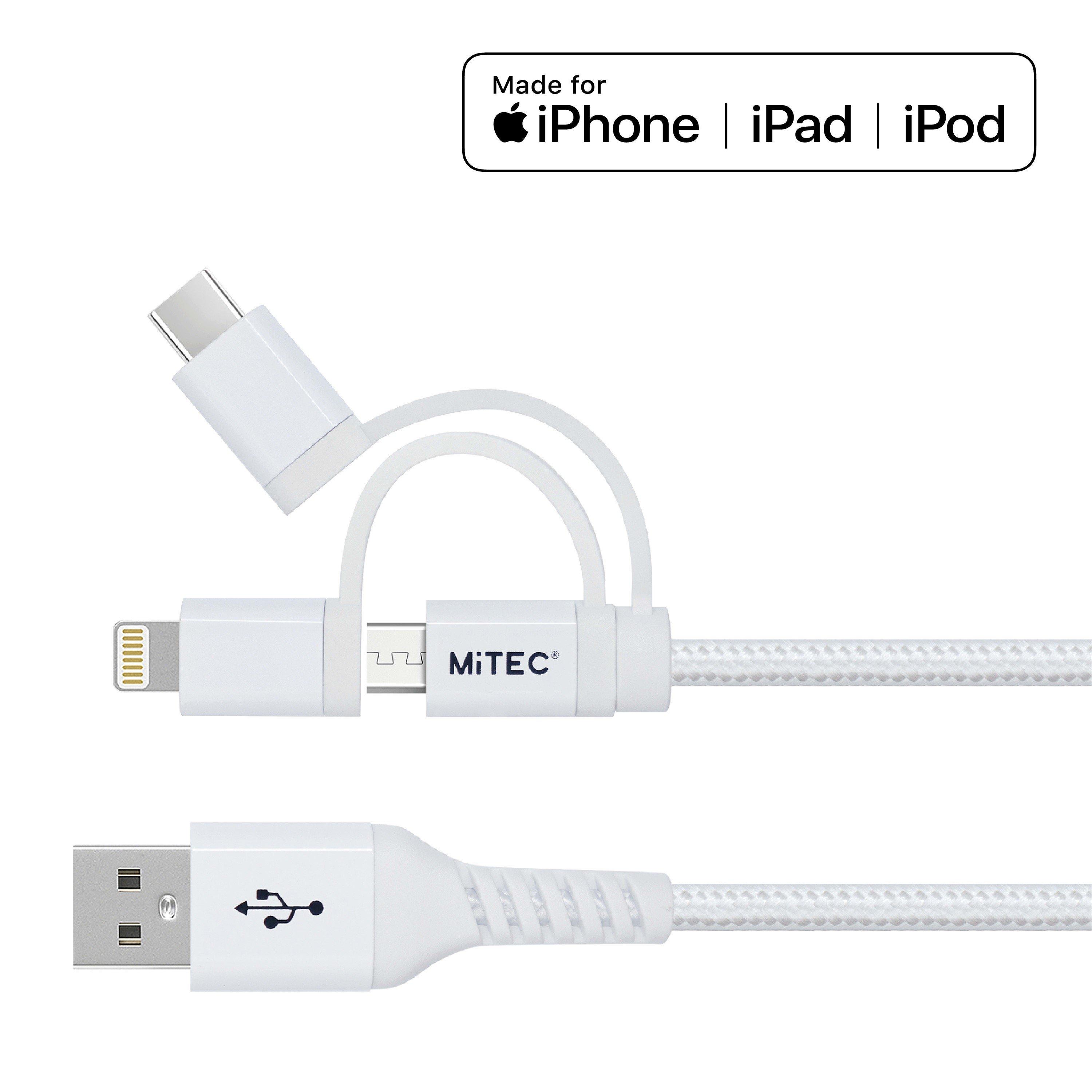 Hvid - MiTEC - MITEC 1M UNIVERSAL MFI BRAIDED CABLE WHITE - 3