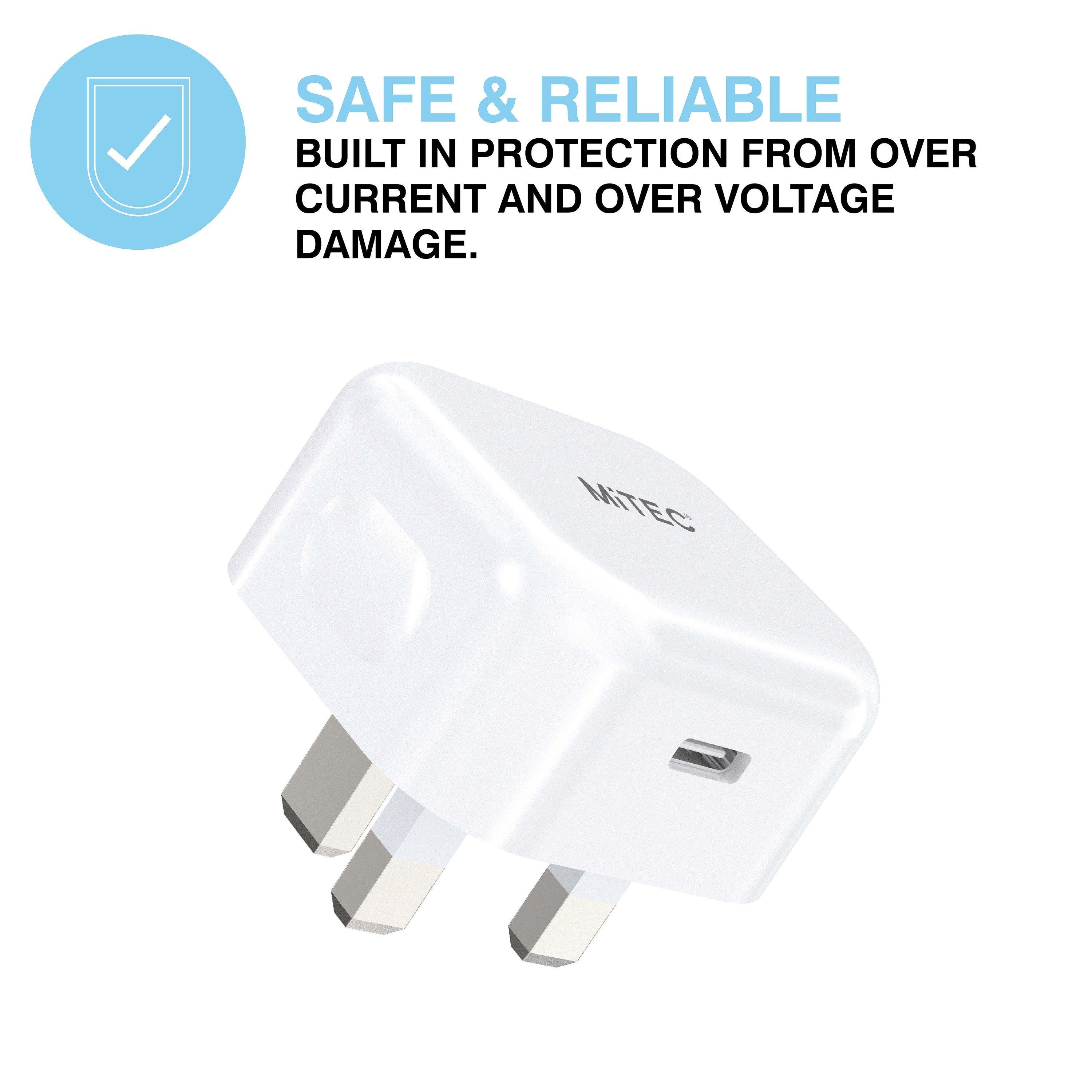 Hvid - MiTEC - MITEC 20W USB-C PD MAINS CHARGER WHITE - 4