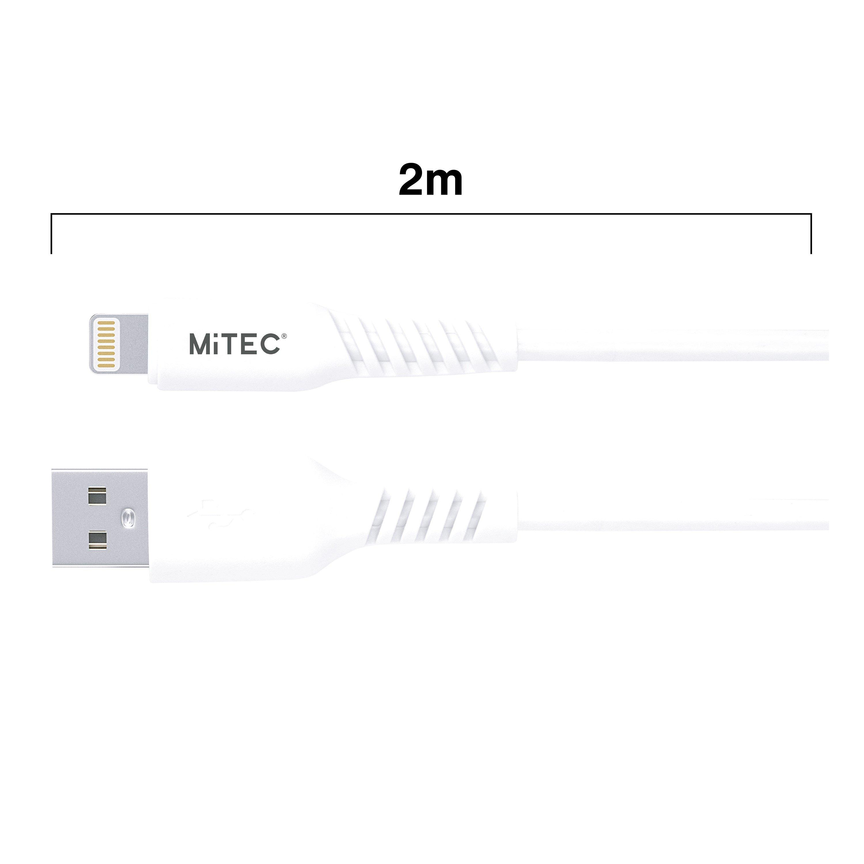 White - MiTEC - USB-A to Lightning MFI Cable 2M White - 2