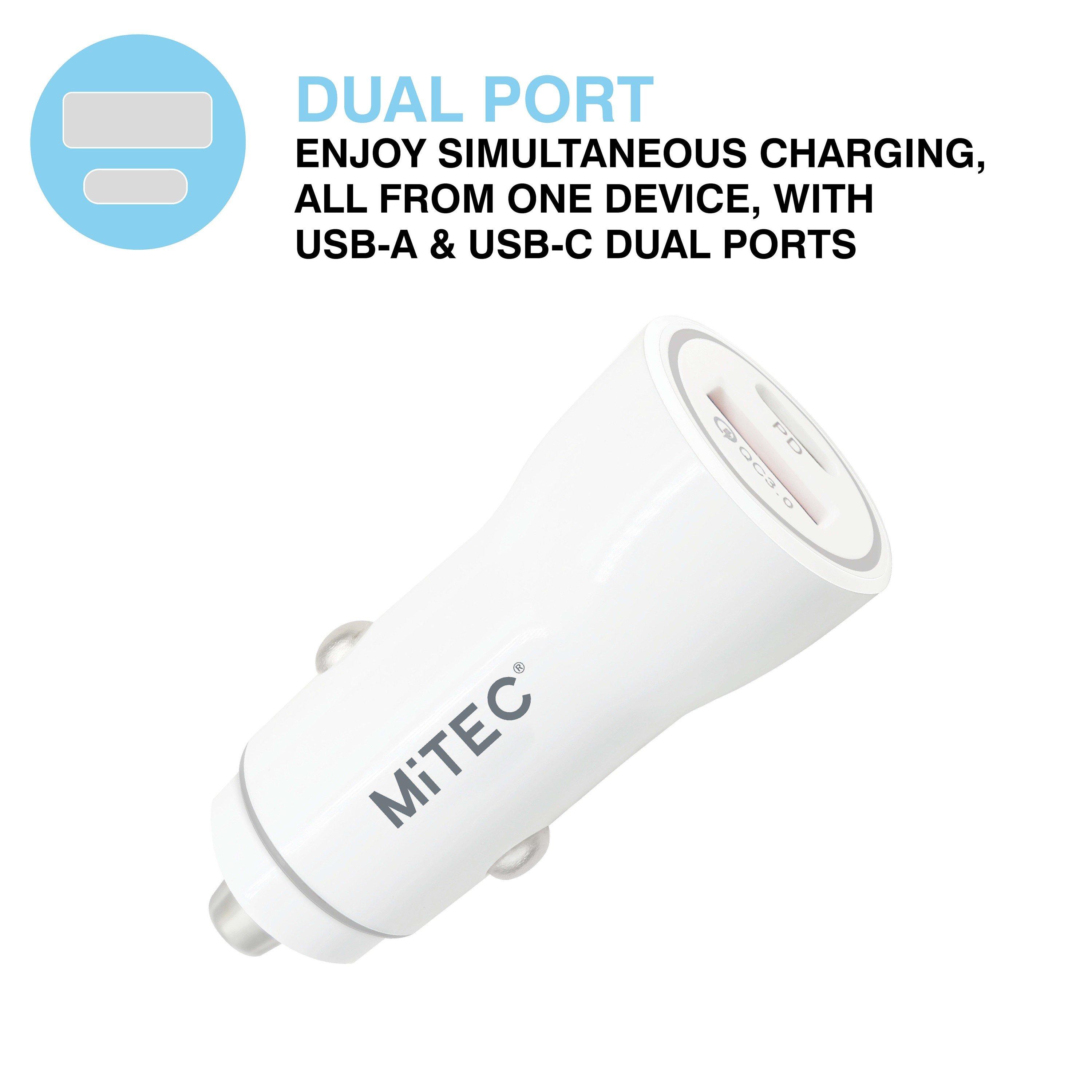 Weiß - MiTEC - MITEC USB-C & USB-A IN-CAR CHARGER WHITE - 2