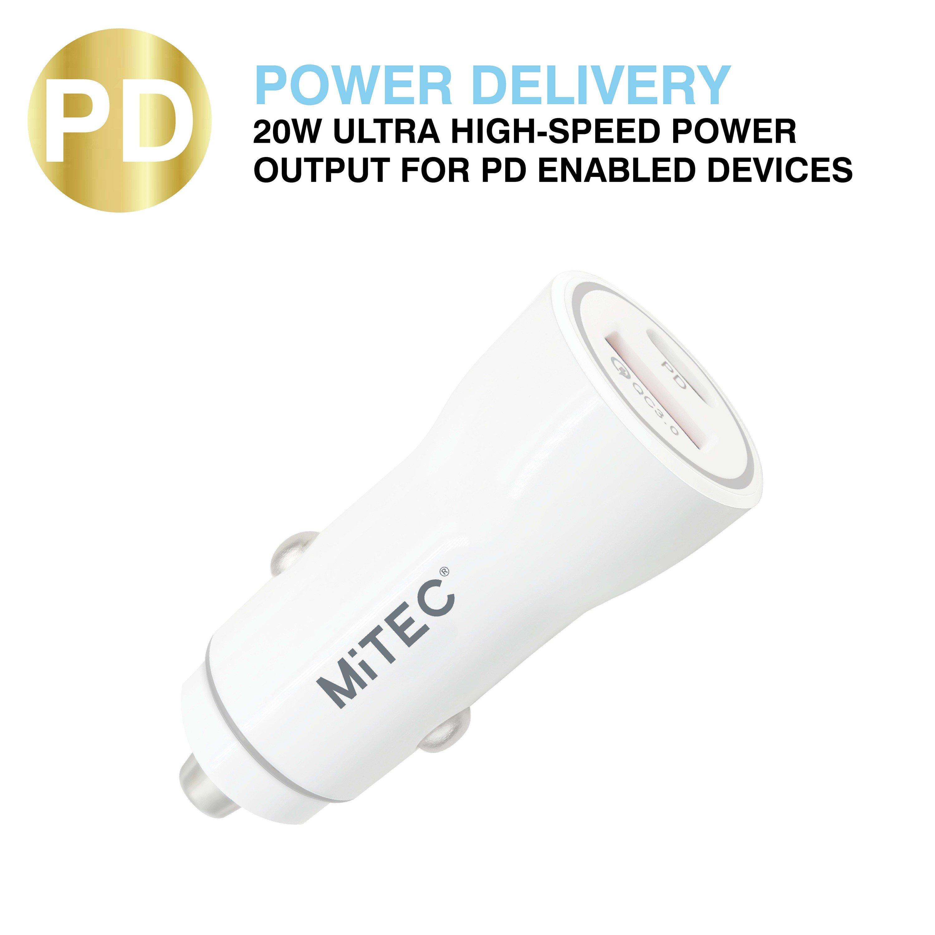 Weiß - MiTEC - MITEC USB-C & USB-A IN-CAR CHARGER WHITE - 3