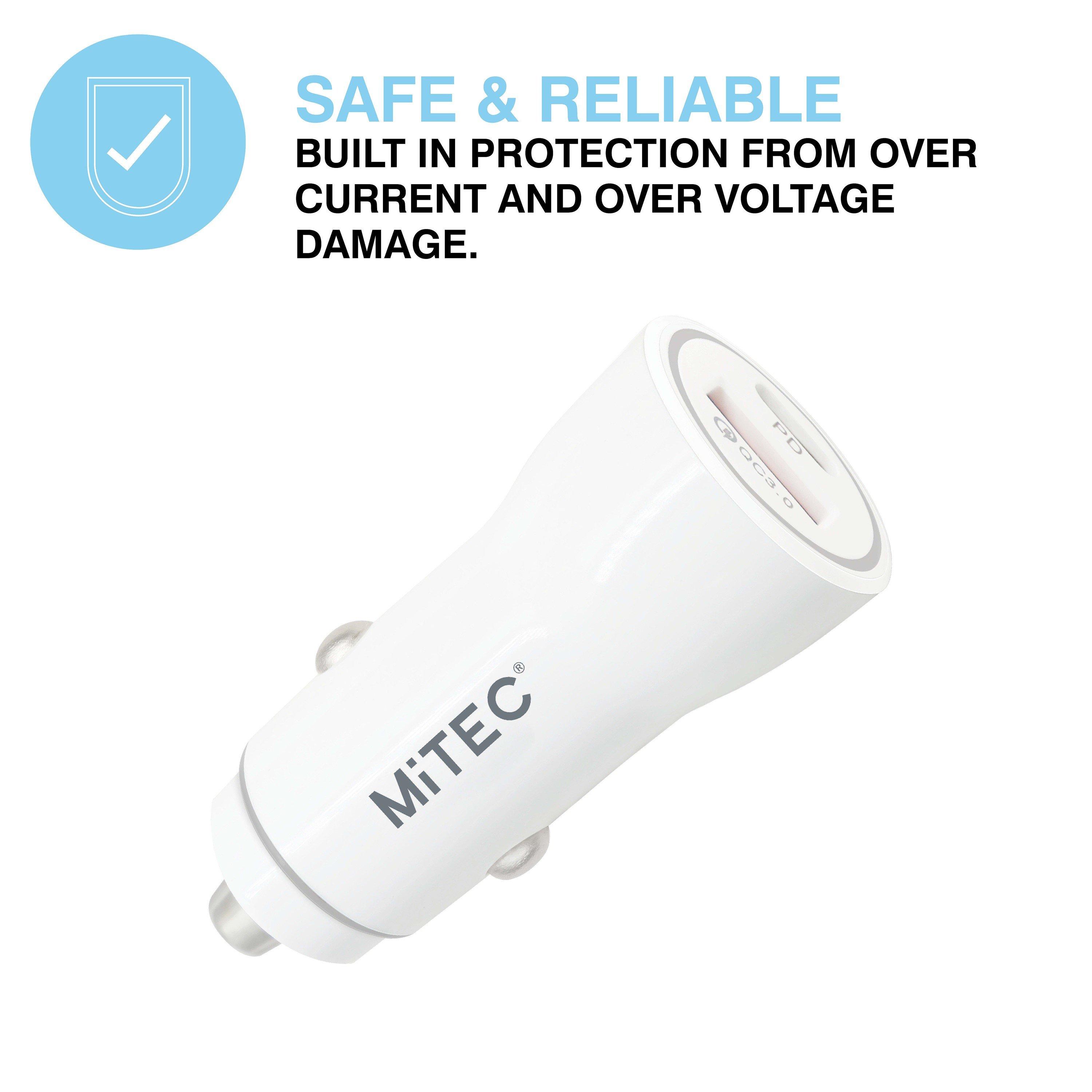Weiß - MiTEC - MITEC USB-C & USB-A IN-CAR CHARGER WHITE - 4