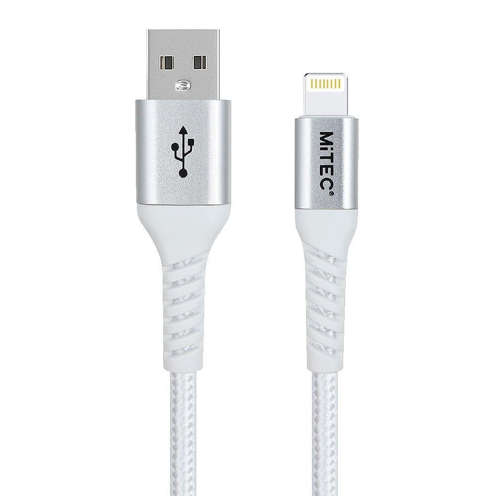 Mitec  1M Mfi Lightning Braided Cable Silver - White
