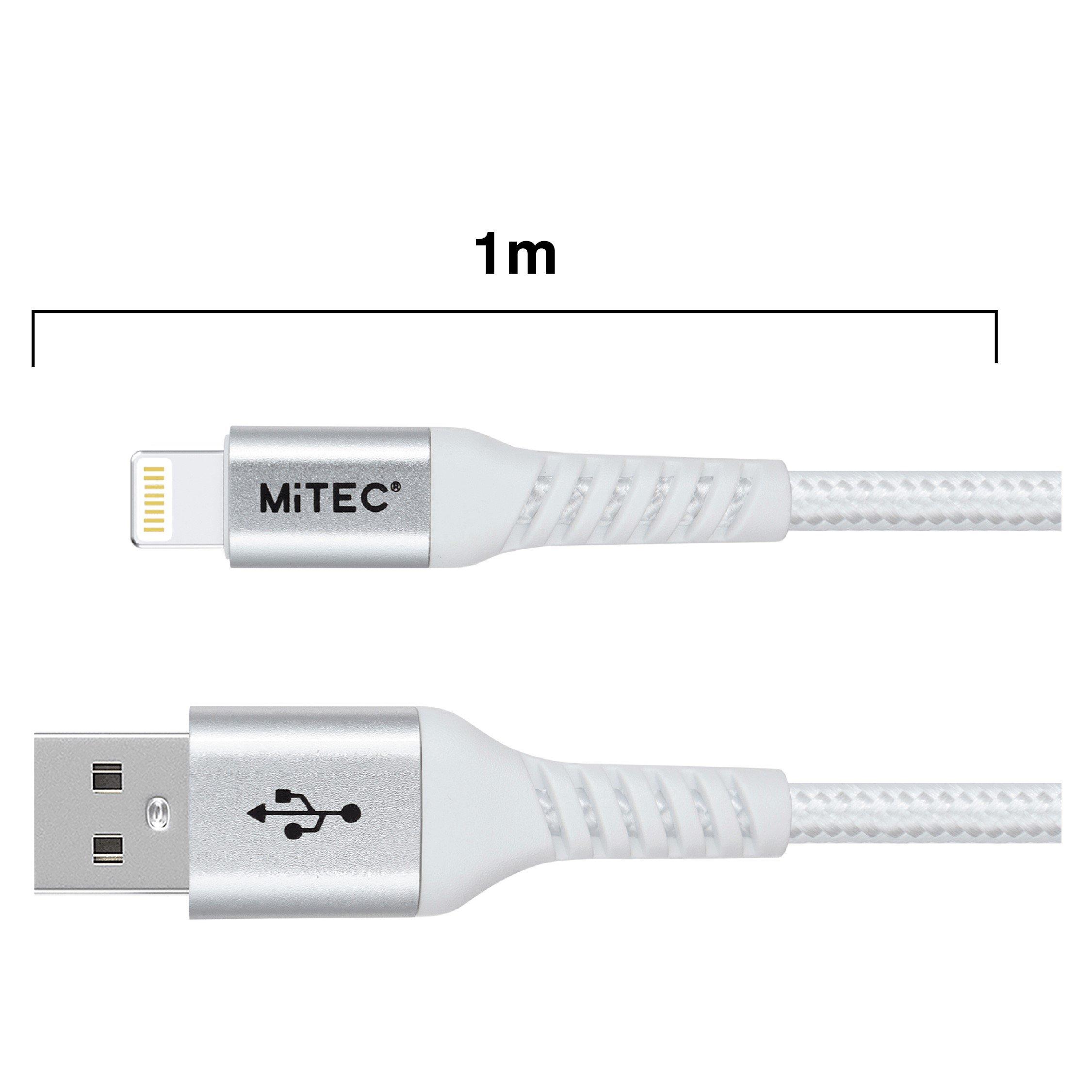 Hvid - MiTEC - MITEC 1M MFI LIGHTNING BRAIDED CABLE SILVER - 2