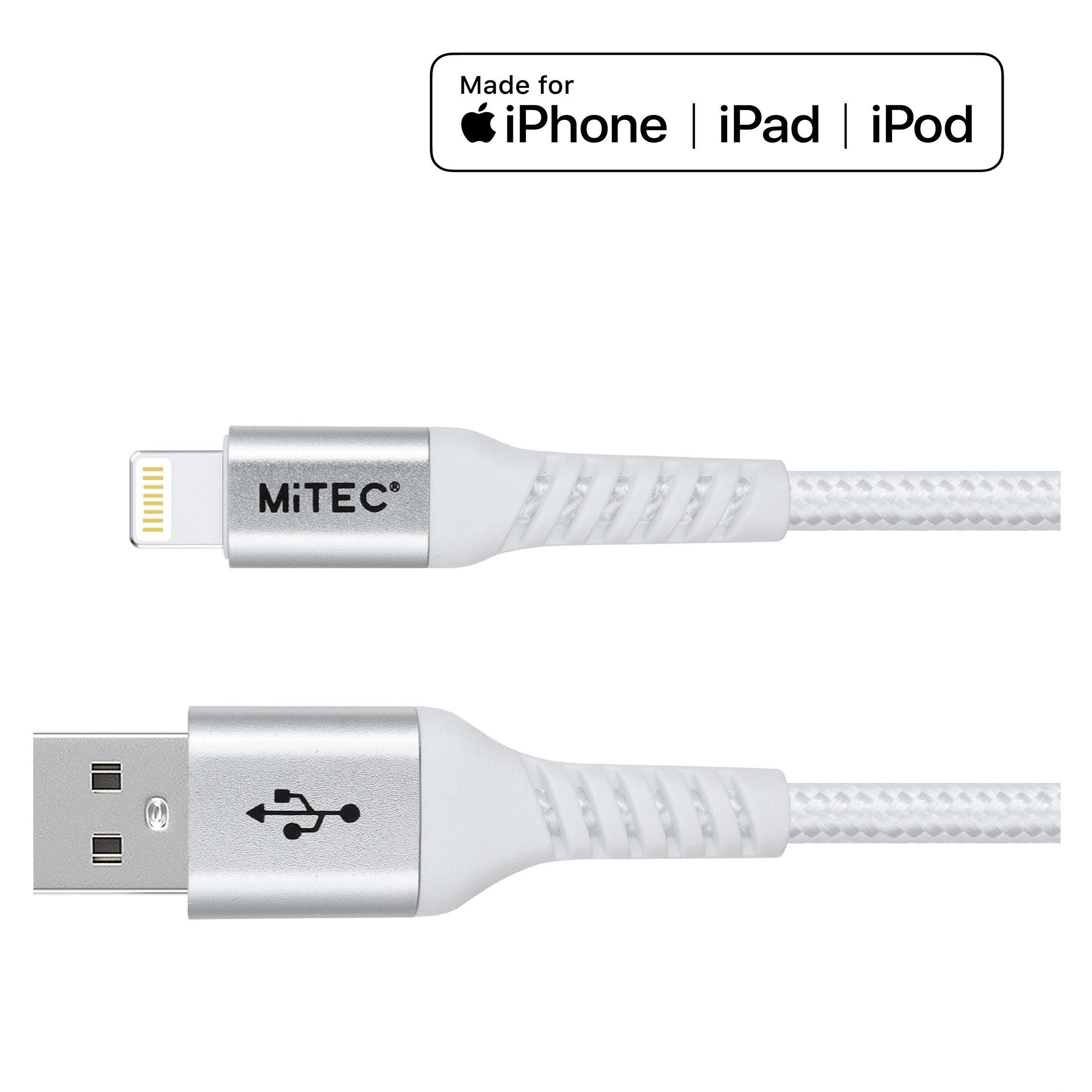 Hvid - MiTEC - MITEC 1M MFI LIGHTNING BRAIDED CABLE SILVER - 3