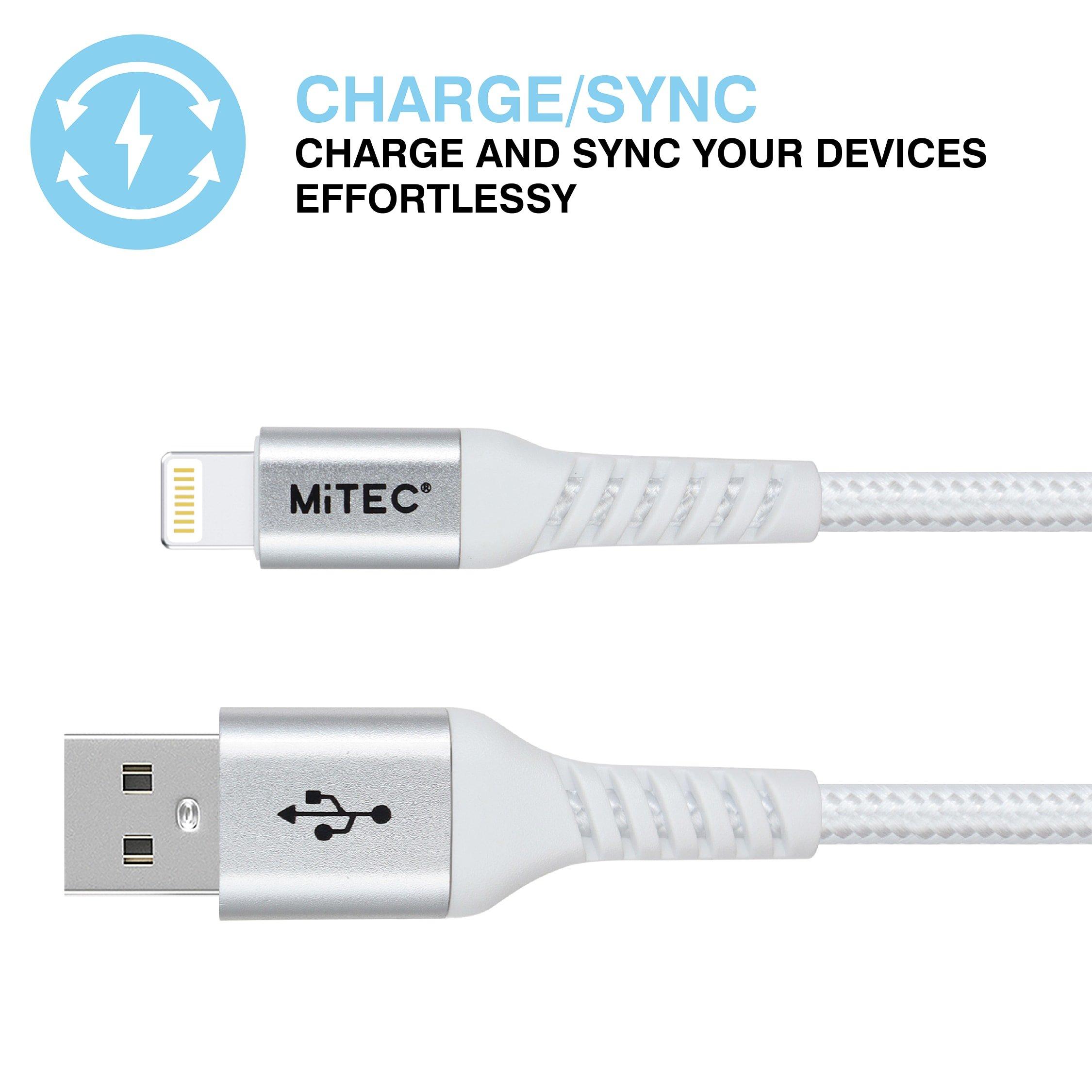 Hvid - MiTEC - MITEC 1M MFI LIGHTNING BRAIDED CABLE SILVER - 4
