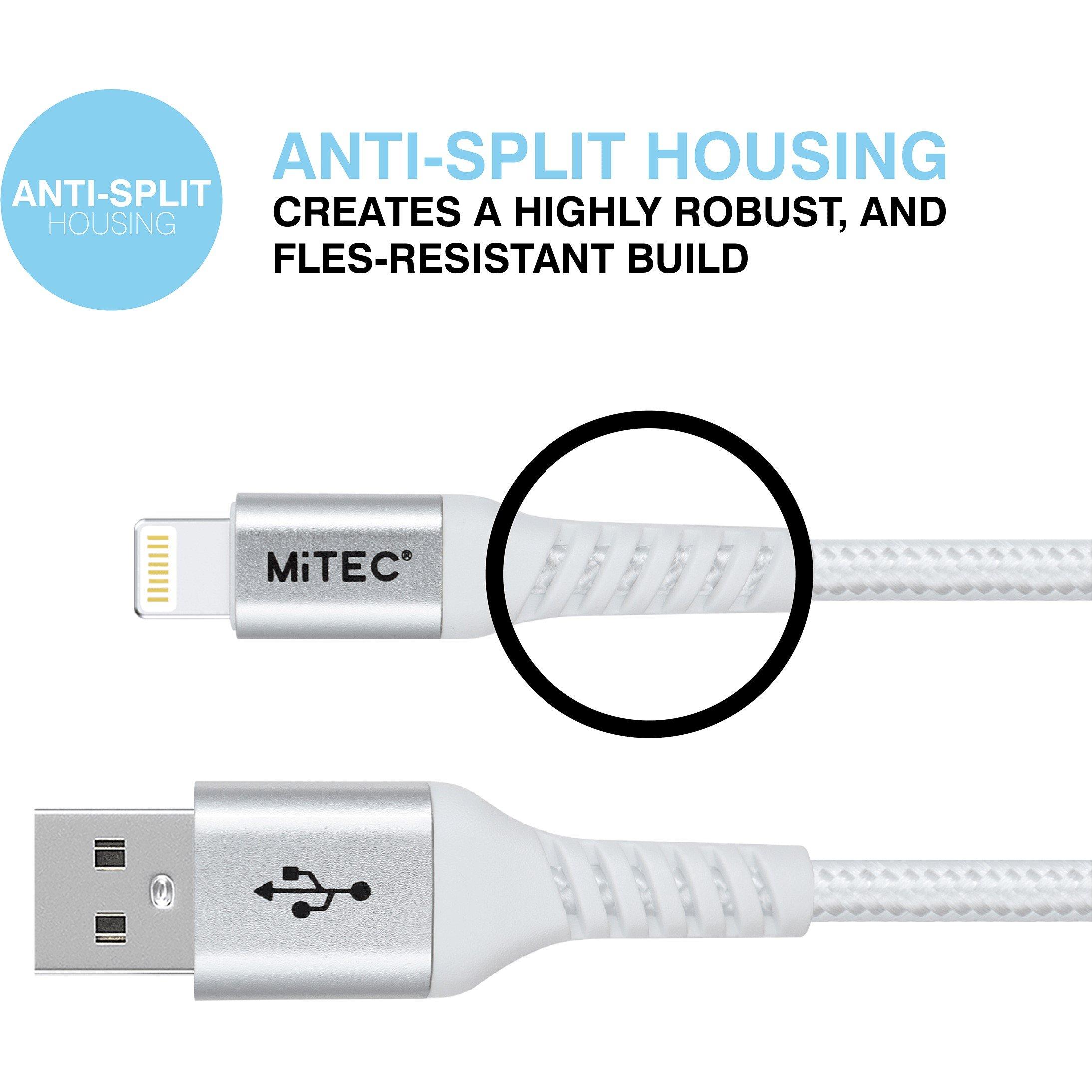 Hvid - MiTEC - MITEC 1M MFI LIGHTNING BRAIDED CABLE SILVER - 5