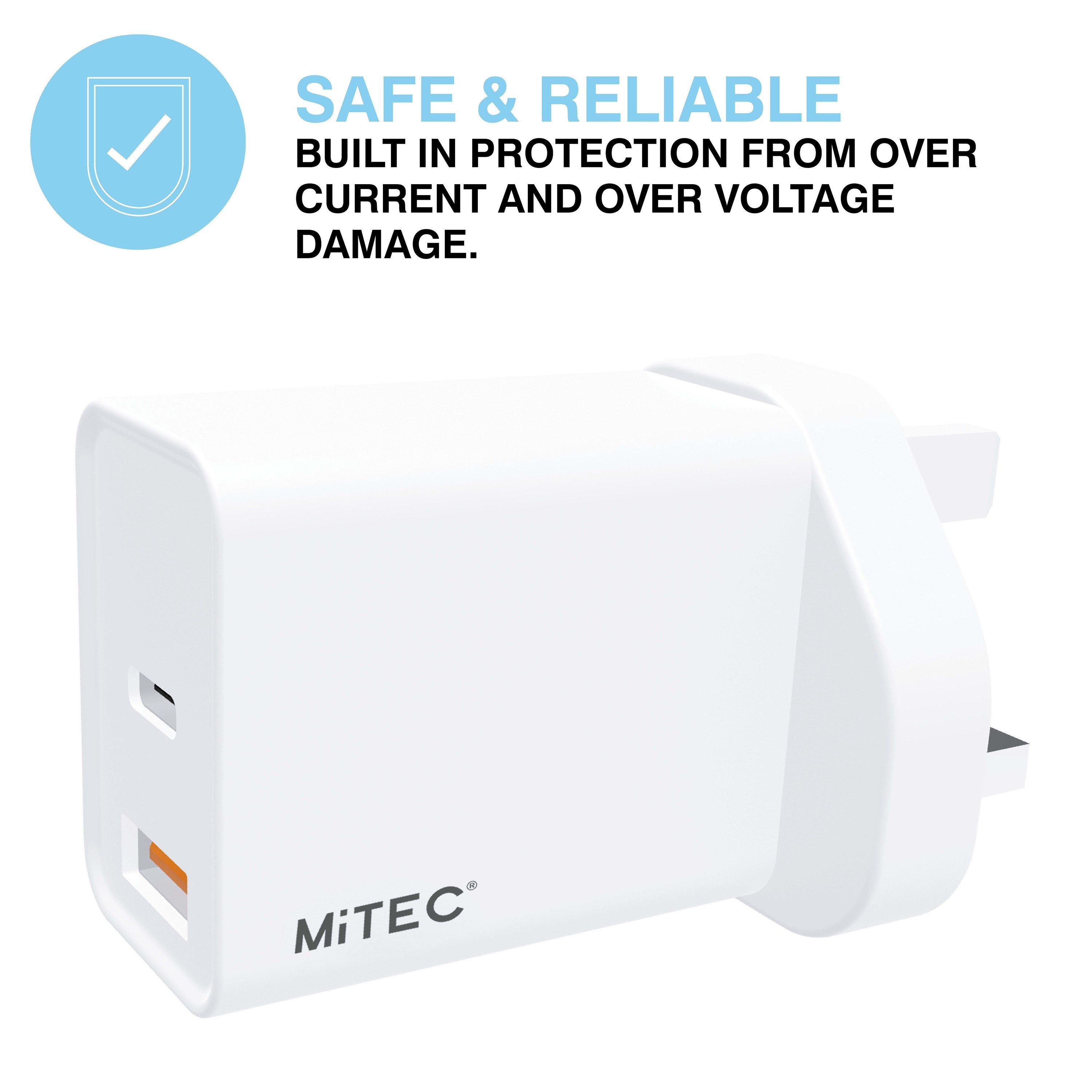 Weiß - MiTEC - MITEC 18W USB-C & USB-A PD MAINS CHARGER WHITE - 2