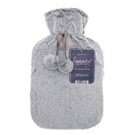 Country Club Hot Water Bottle with Tipped Fur Cover - Natural