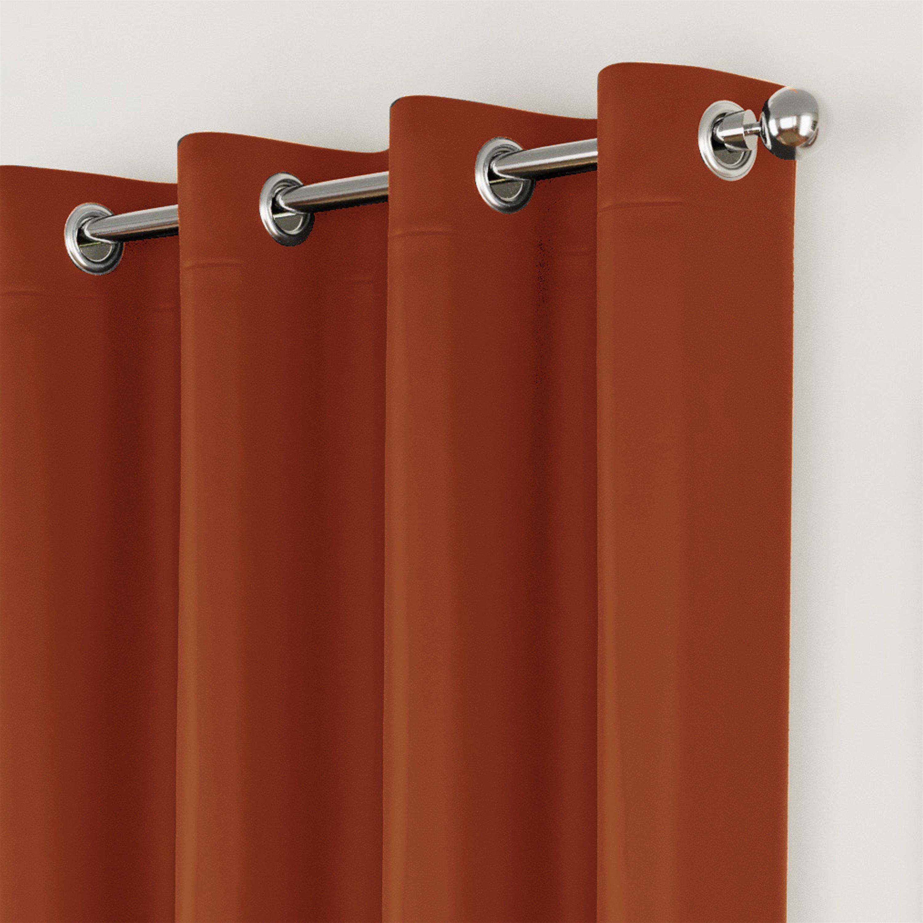 Orange - Enhanced Living - Supersoft Orange Thermal Blockout Eyelet Curtains - 2