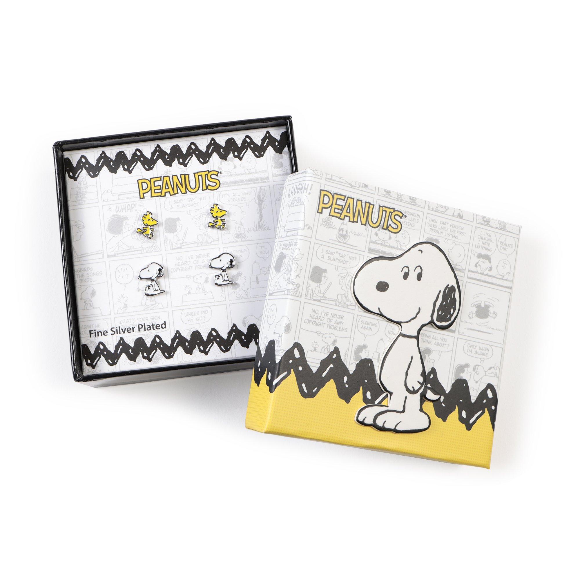 Silver - Snoopy - Snoopy & Woodstock silver plated stud earring set - 4