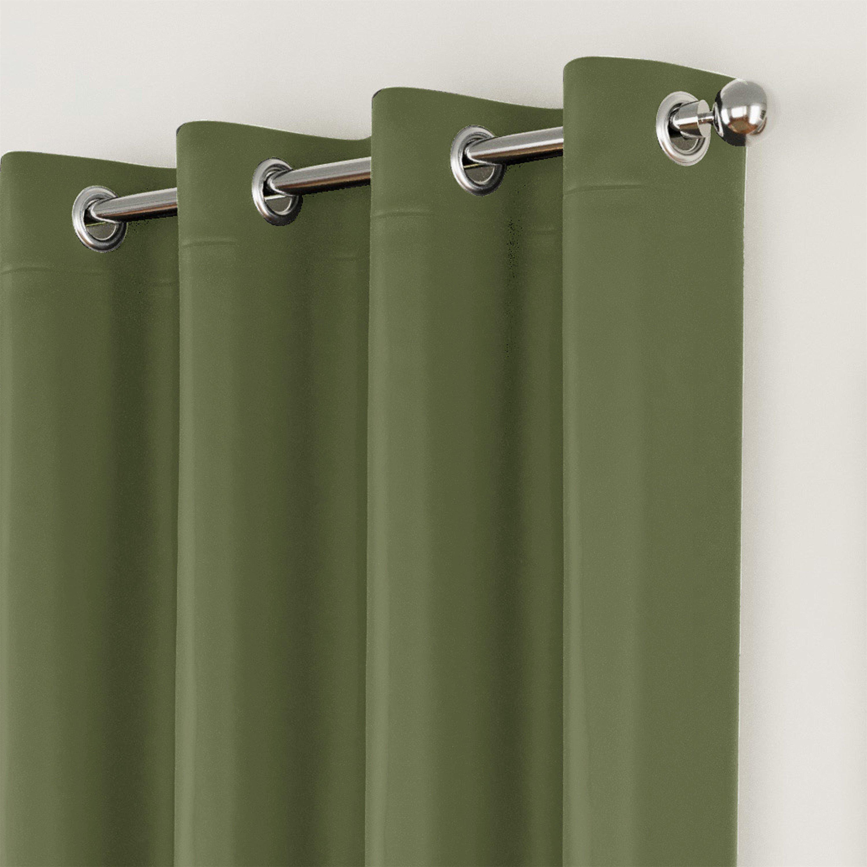 Olive Green - Enhanced Living - Supersoft Olive Green Thermal Eyelet Curtains - 2