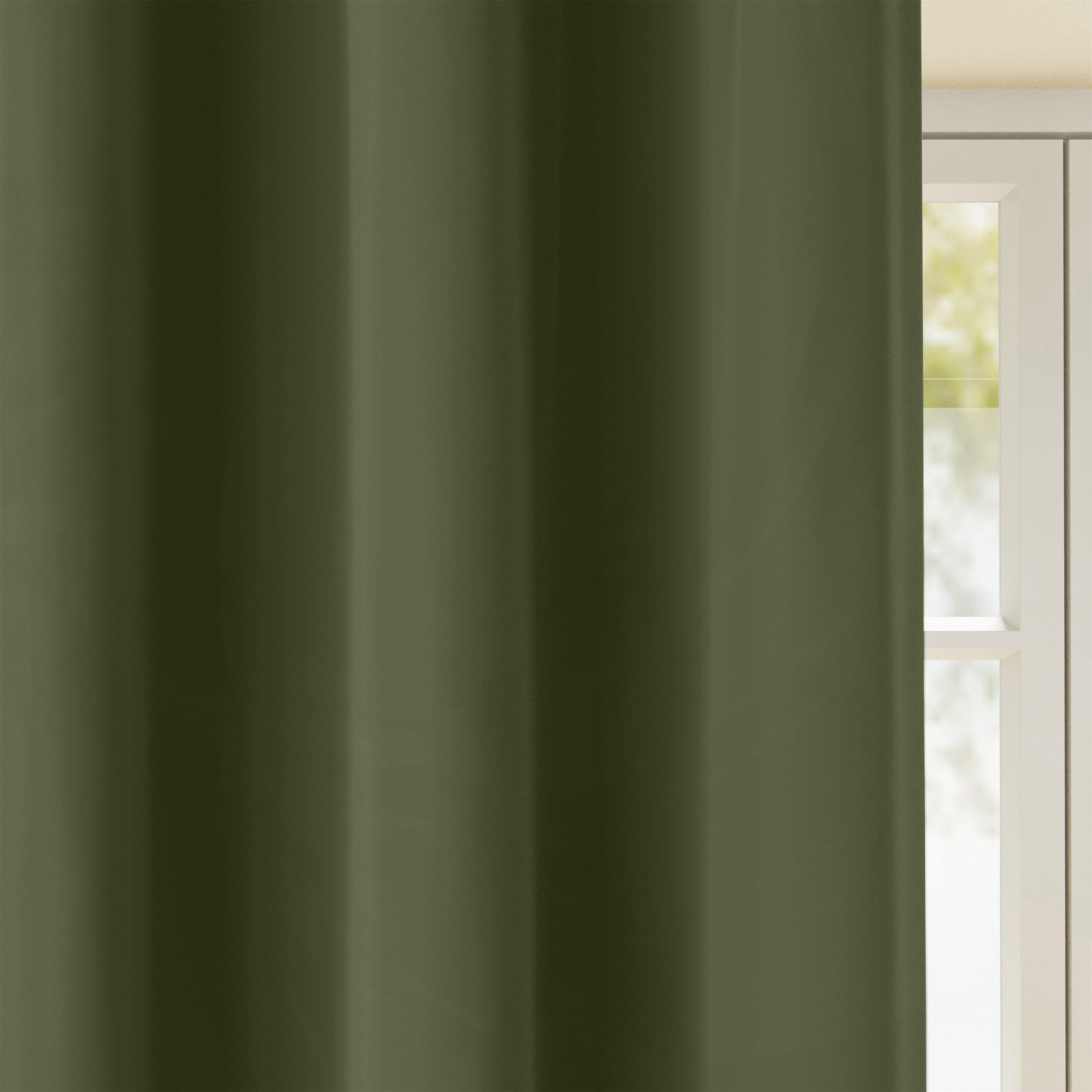 Olive Green - Enhanced Living - Supersoft Olive Green Thermal Eyelet Curtains - 3