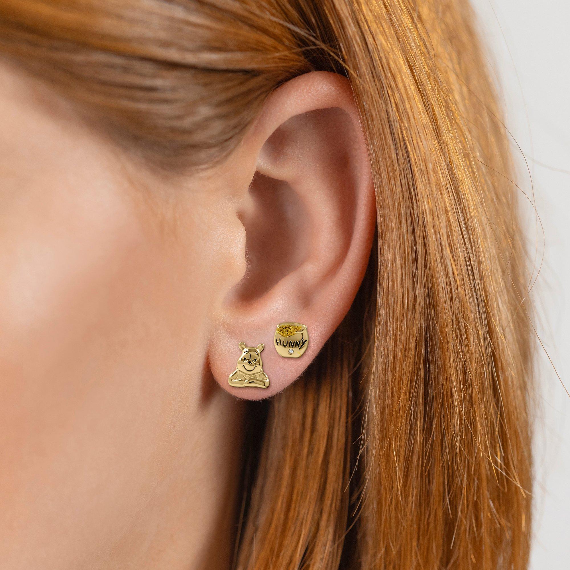 Gold - Winnie The Pooh - Winnie the Pooh gold plated earring set - 3