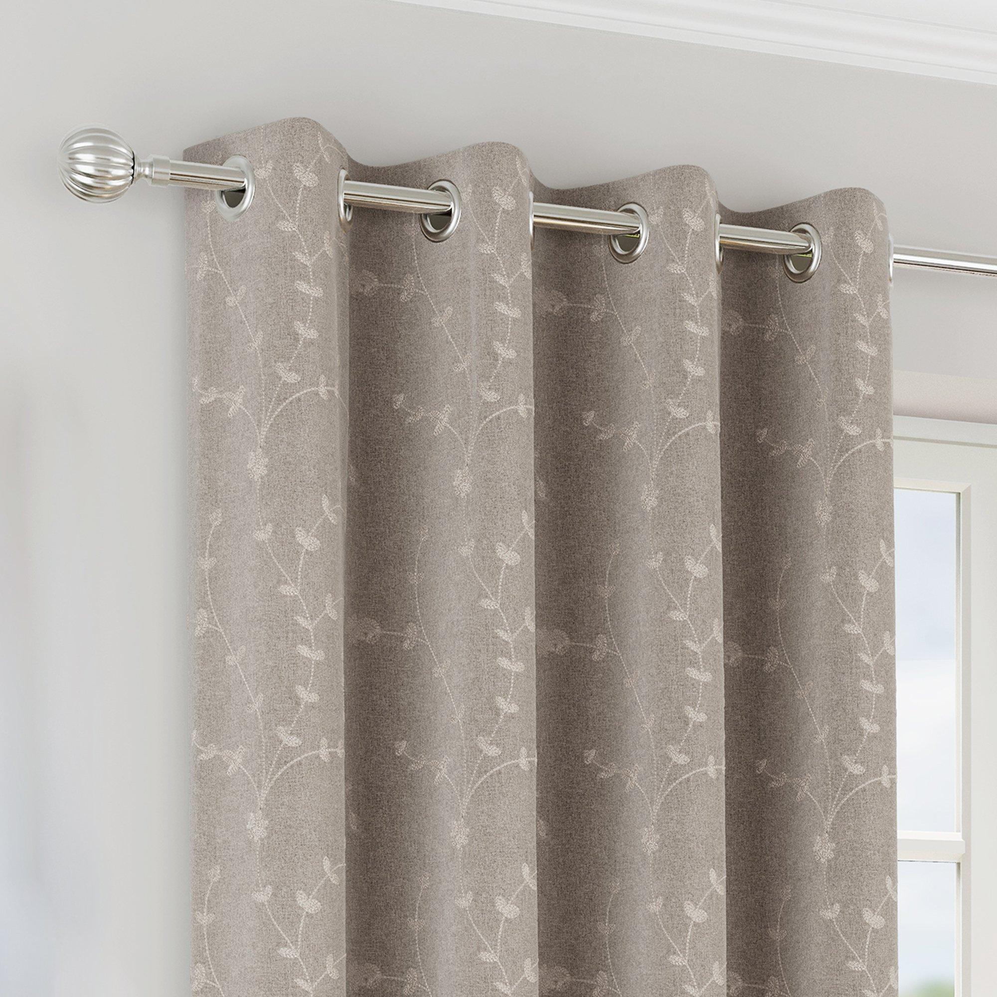 Natural - Enhanced Living - Tivoli Floral Embroidery Blackout Eyelet Curtains - 2