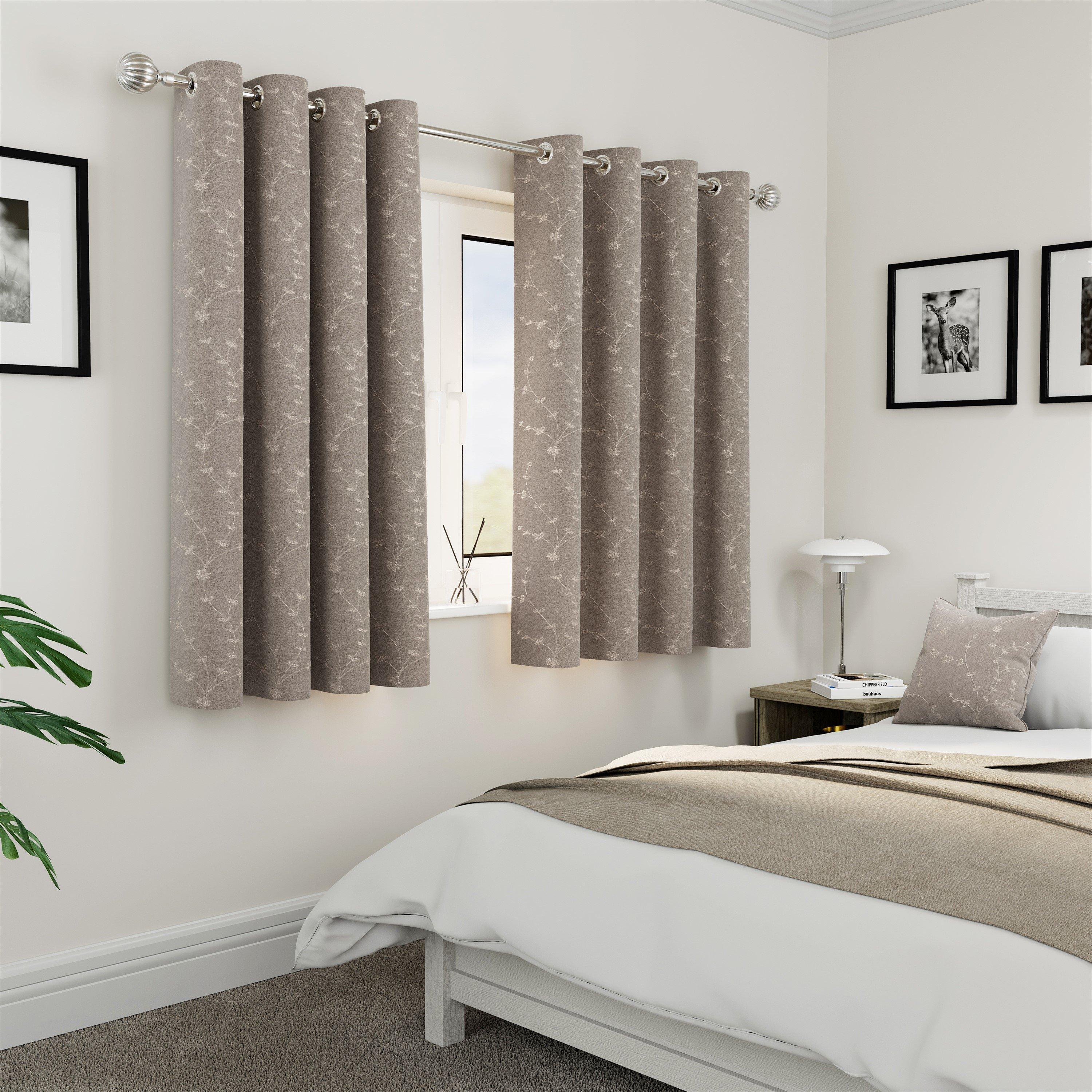 Natural - Enhanced Living - Tivoli Floral Embroidery Blackout Eyelet Curtains - 4
