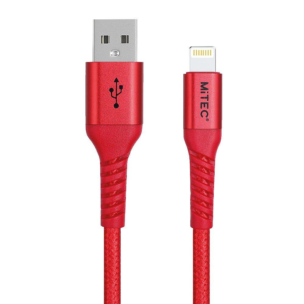 Rot - MiTEC - MITEC 1M MFI LIGHTNING BRAIDED CABLE RED - 1