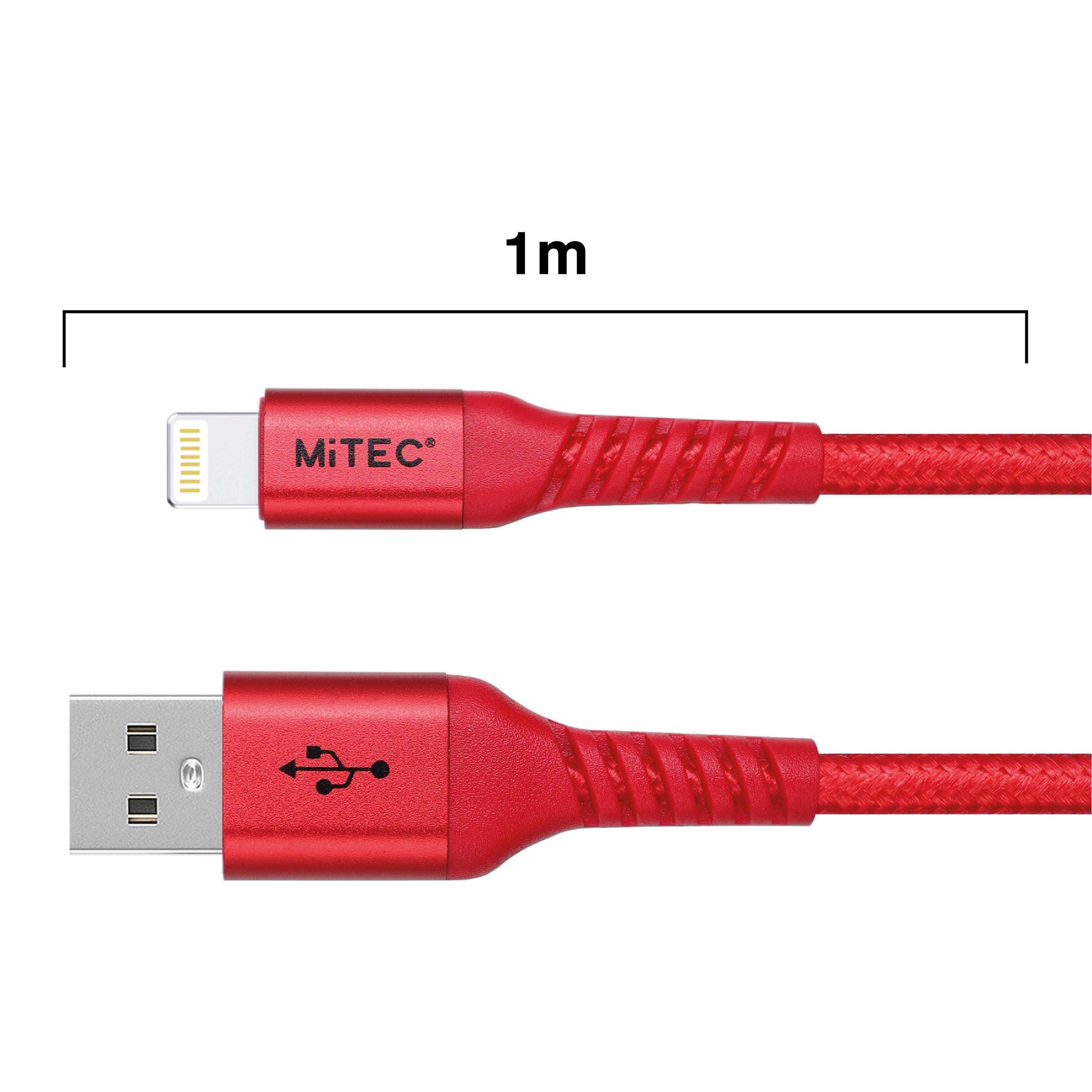 Rot - MiTEC - MITEC 1M MFI LIGHTNING BRAIDED CABLE RED - 3