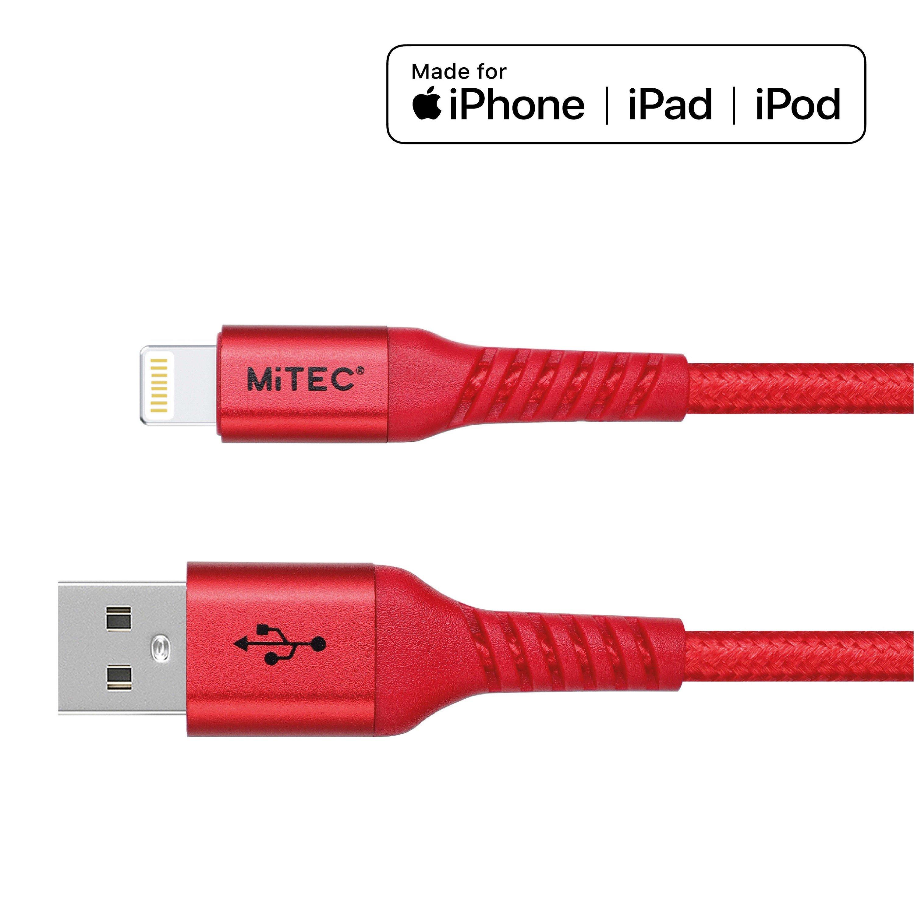 Rot - MiTEC - MITEC 1M MFI LIGHTNING BRAIDED CABLE RED - 4