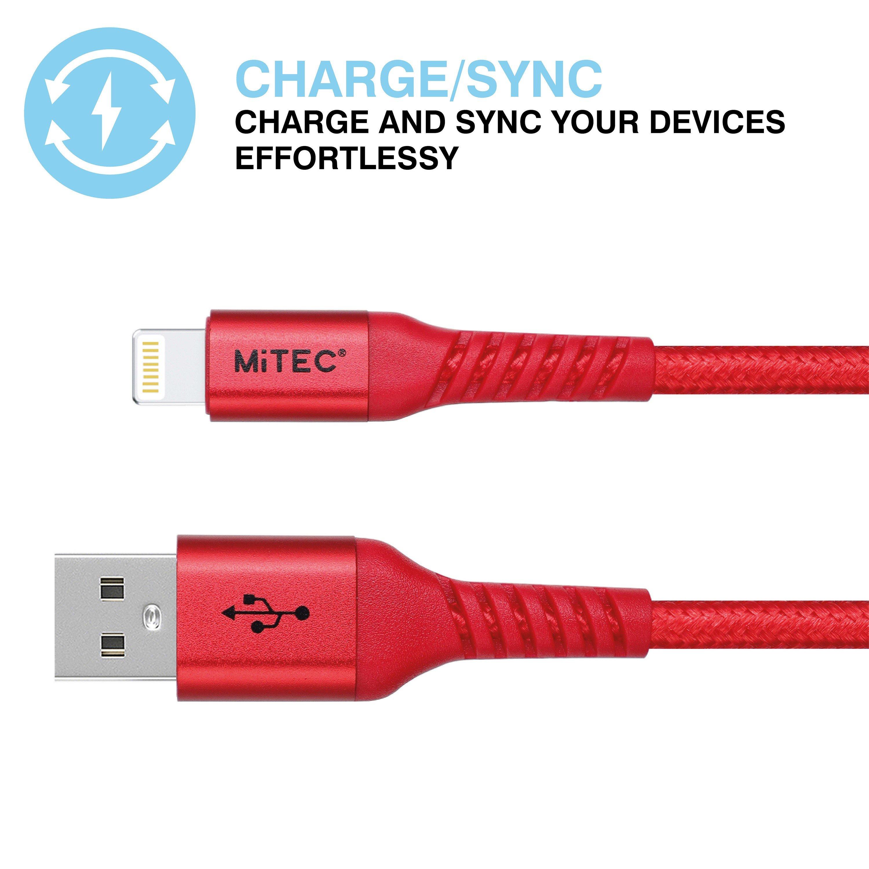 Rot - MiTEC - MITEC 1M MFI LIGHTNING BRAIDED CABLE RED - 5