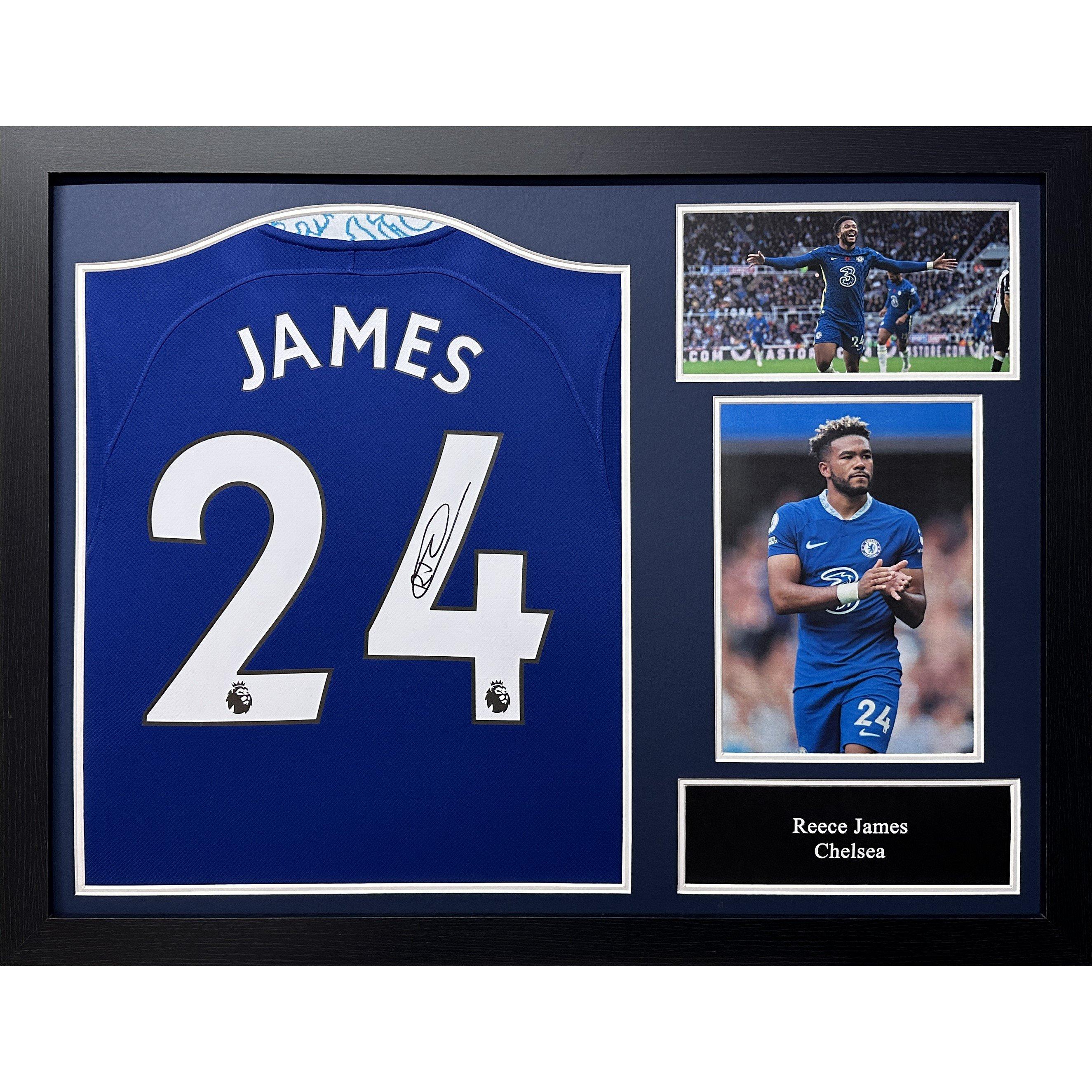 Allstarsignings Ltd  Reece James Signed & Framed Chelsea Shirt - Blue