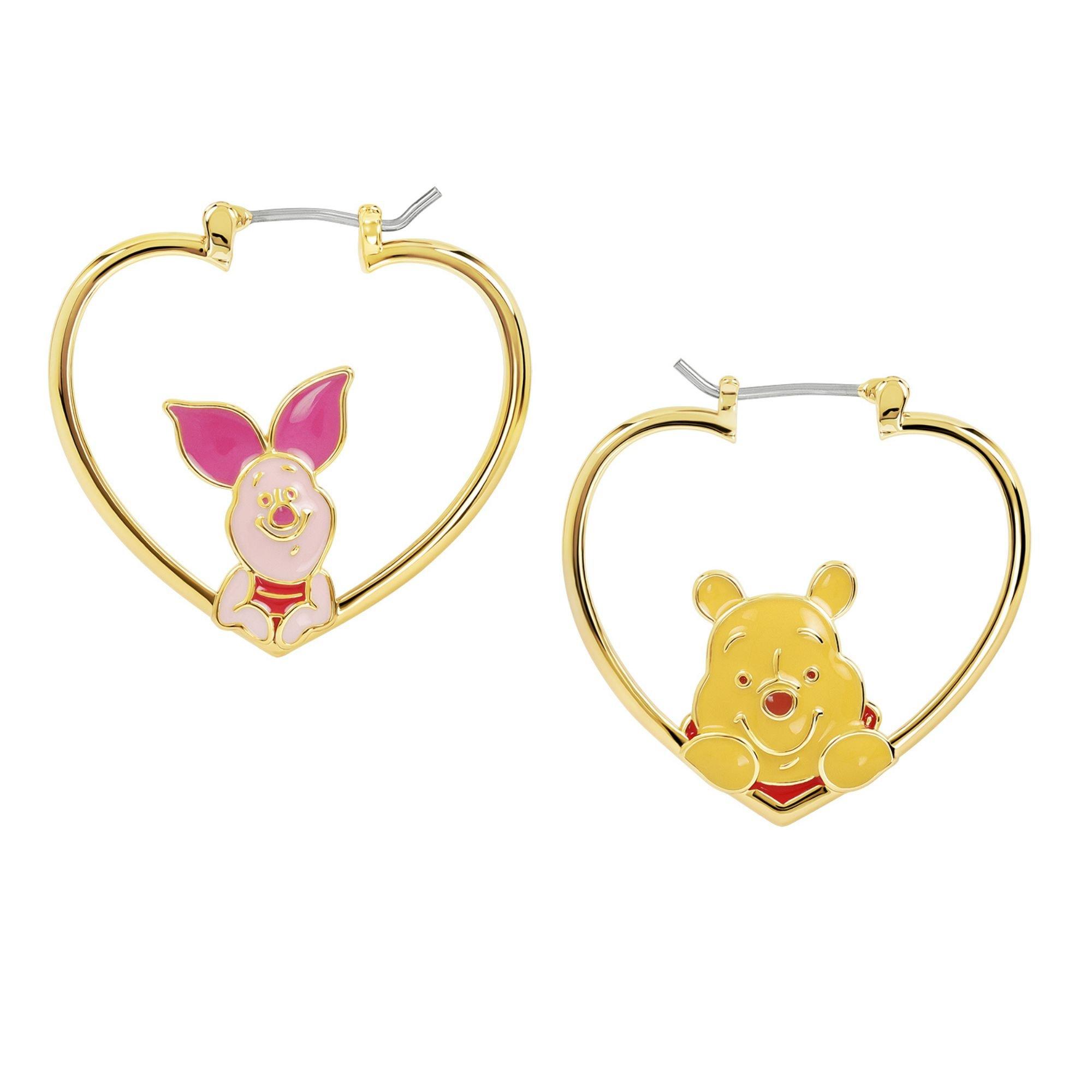 Gold - Winnie The Pooh - Winnie the Pooh and Piglet gold hoop earrings - 2