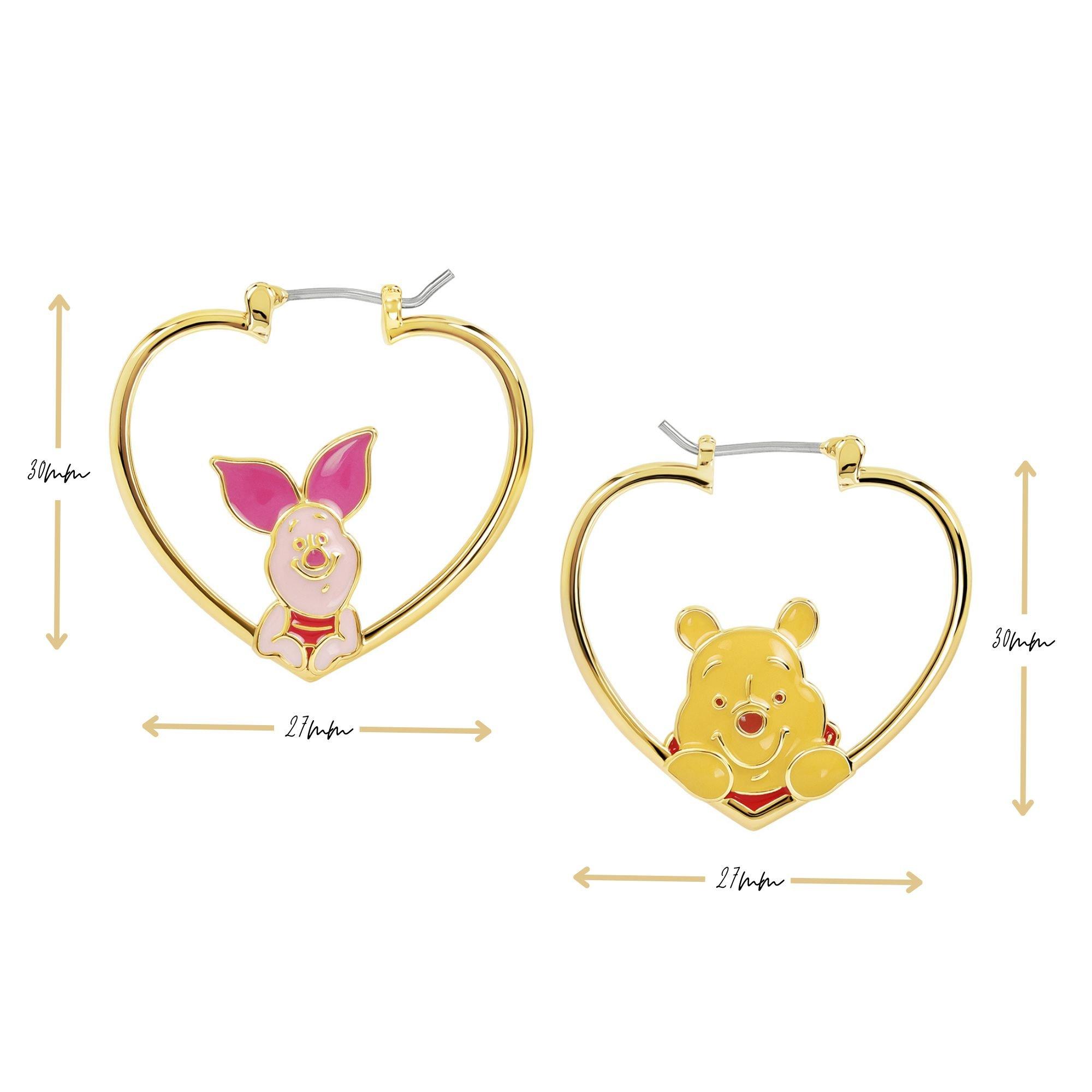Gold - Winnie The Pooh - Winnie the Pooh and Piglet gold hoop earrings - 3