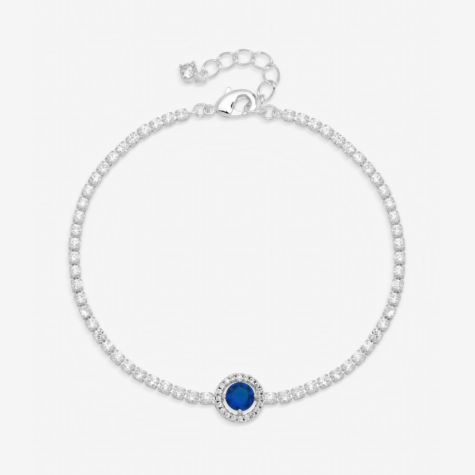 Silver - Jon Richard - Silver Plated and Sapphire Crystal Stone Bracelet - 1