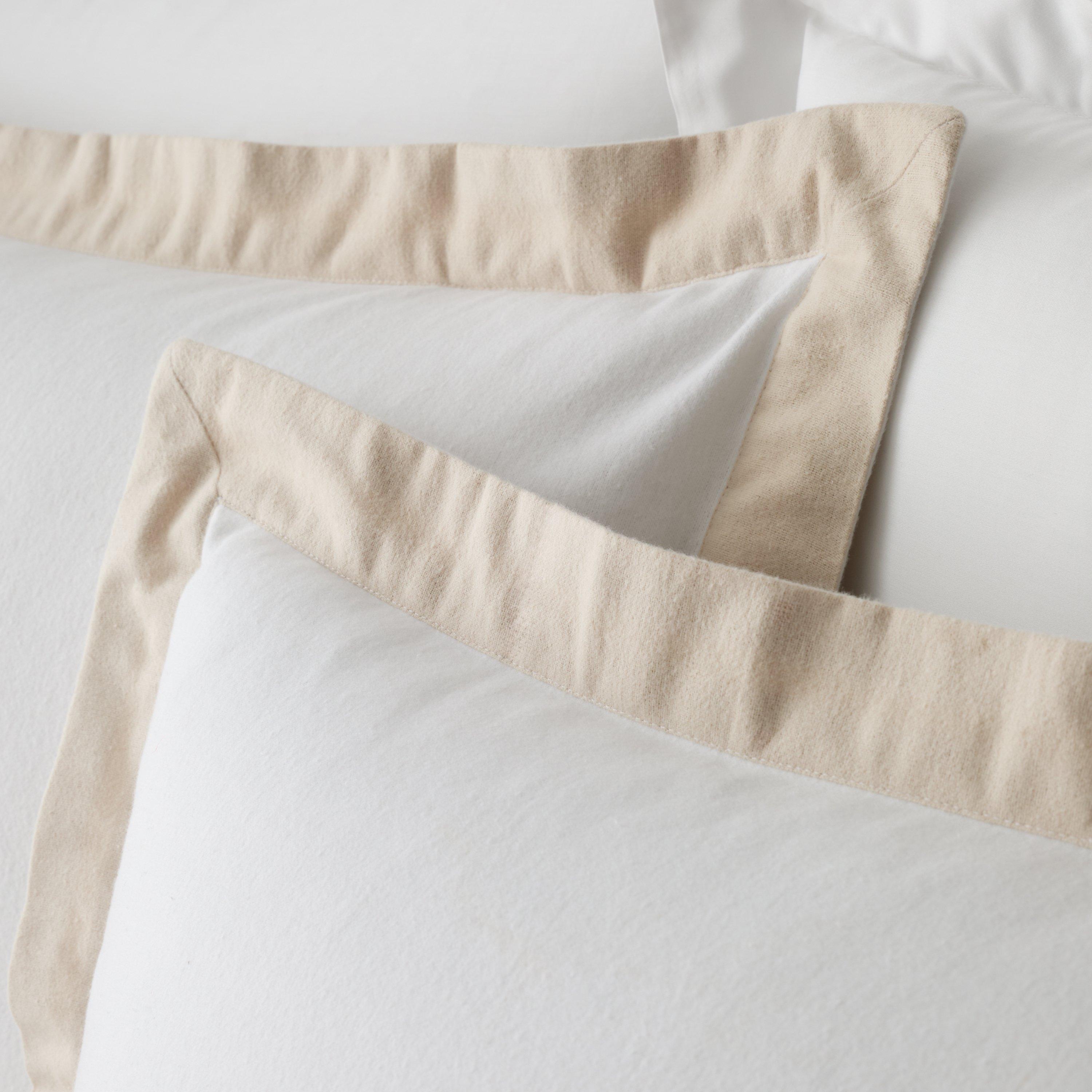 White / Natural - Bianca - Brushed Tailo Cotton Duvet Cover Set - 3