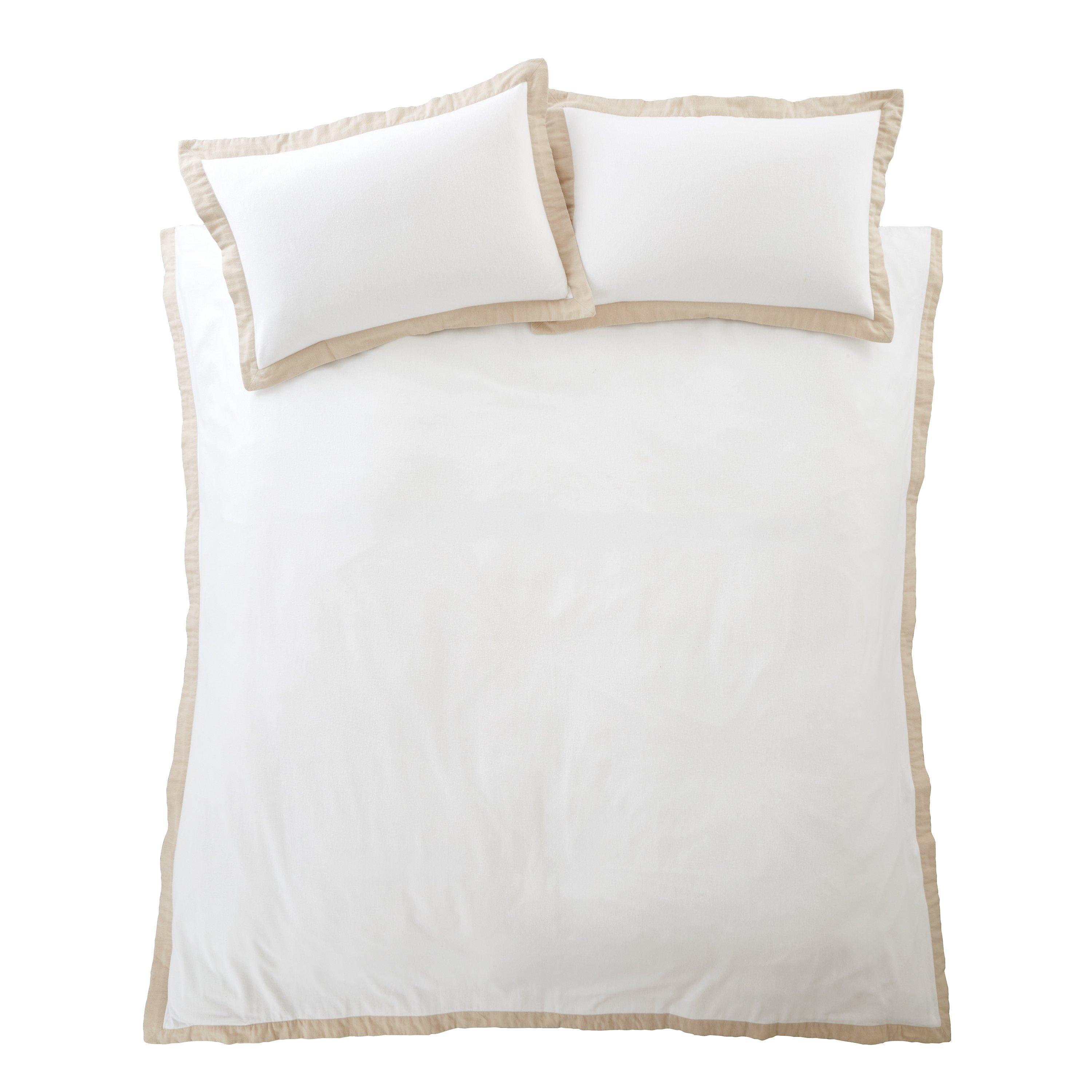 White / Natural - Bianca - Brushed Tailo Cotton Duvet Cover Set - 5