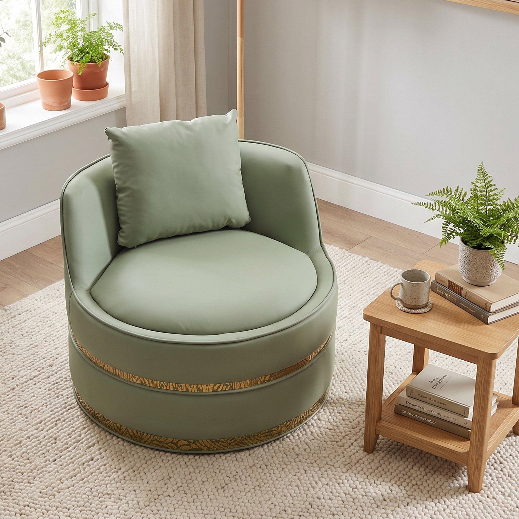 Green - Urban Meuble - Modern Swivel Barrel Accent Chair - 4