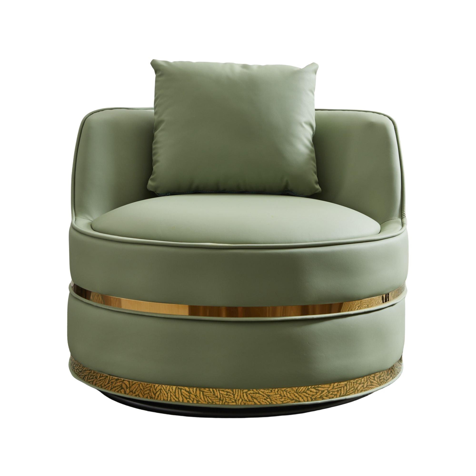 Green - Urban Meuble - Modern Swivel Barrel Accent Chair - 7