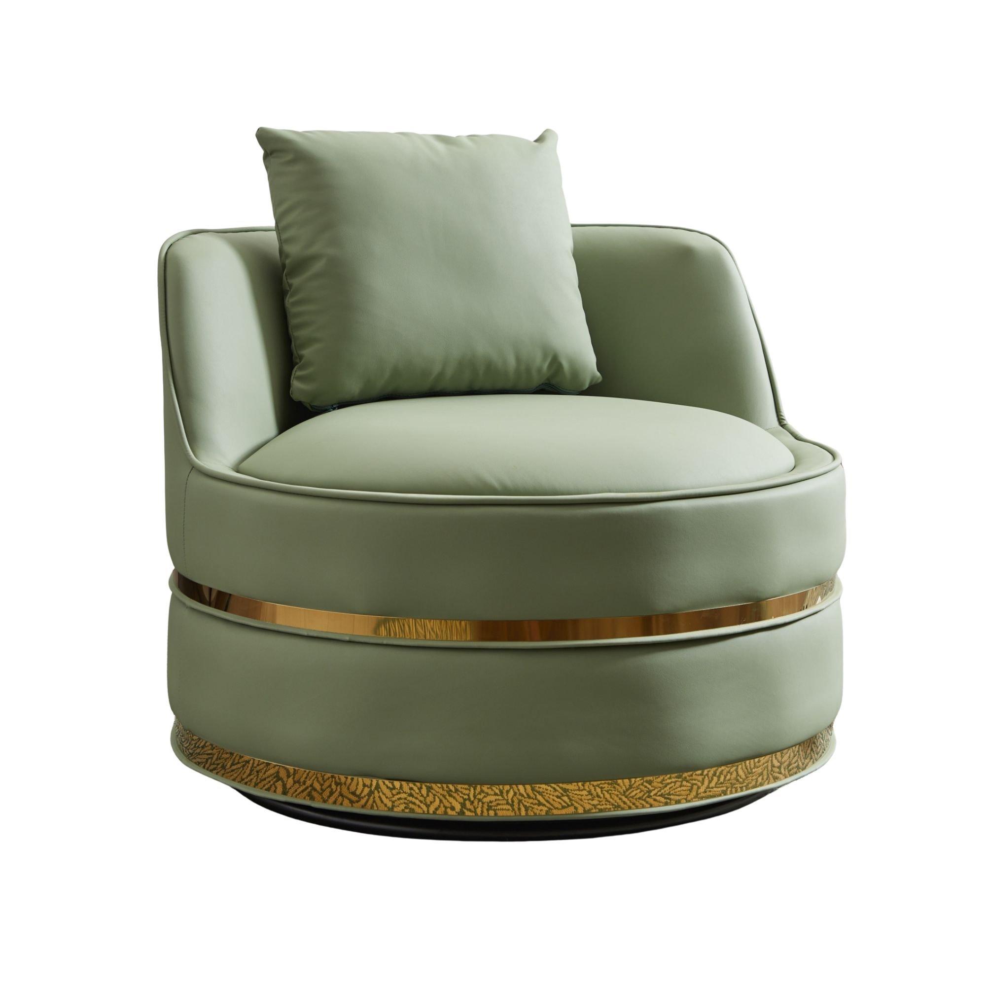 Green - Urban Meuble - Modern Swivel Barrel Accent Chair - 8