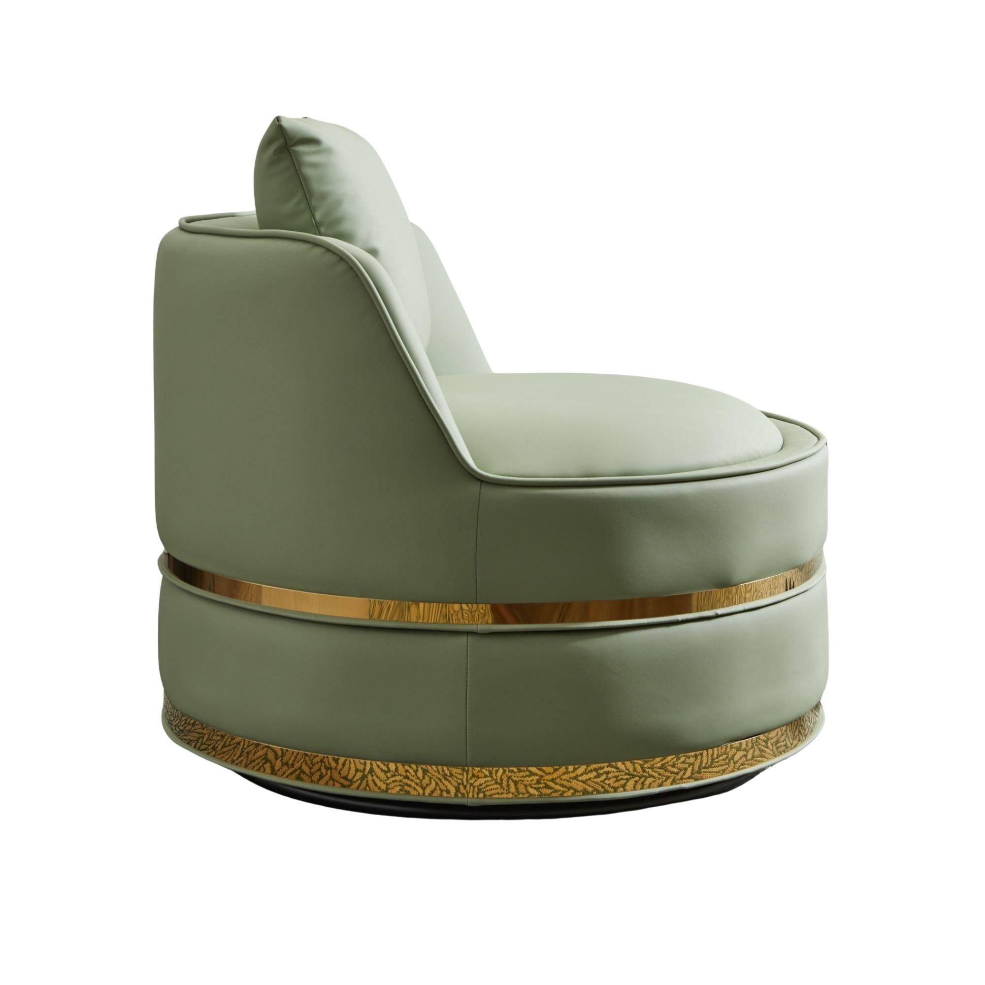 Green - Urban Meuble - Modern Swivel Barrel Accent Chair - 9