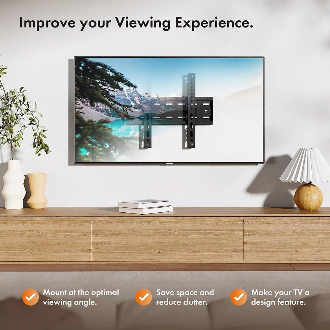 Black - VonHaus - 15-42 inch Flat-to-Wall TV Bracket - 5