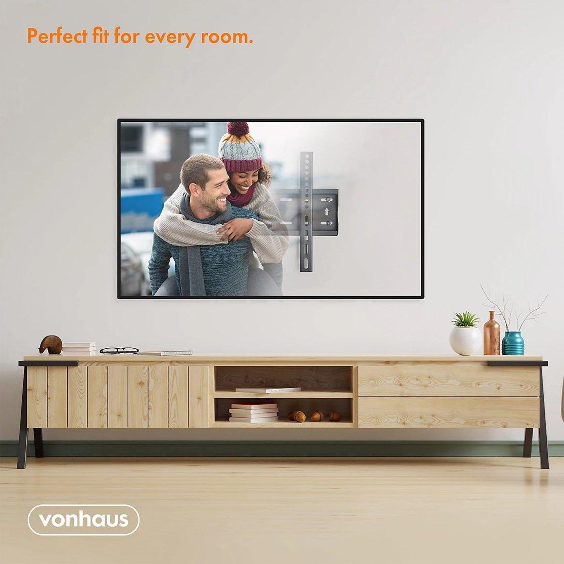 Black - VonHaus - 15-42 inch Flat-to-Wall TV Bracket - 7