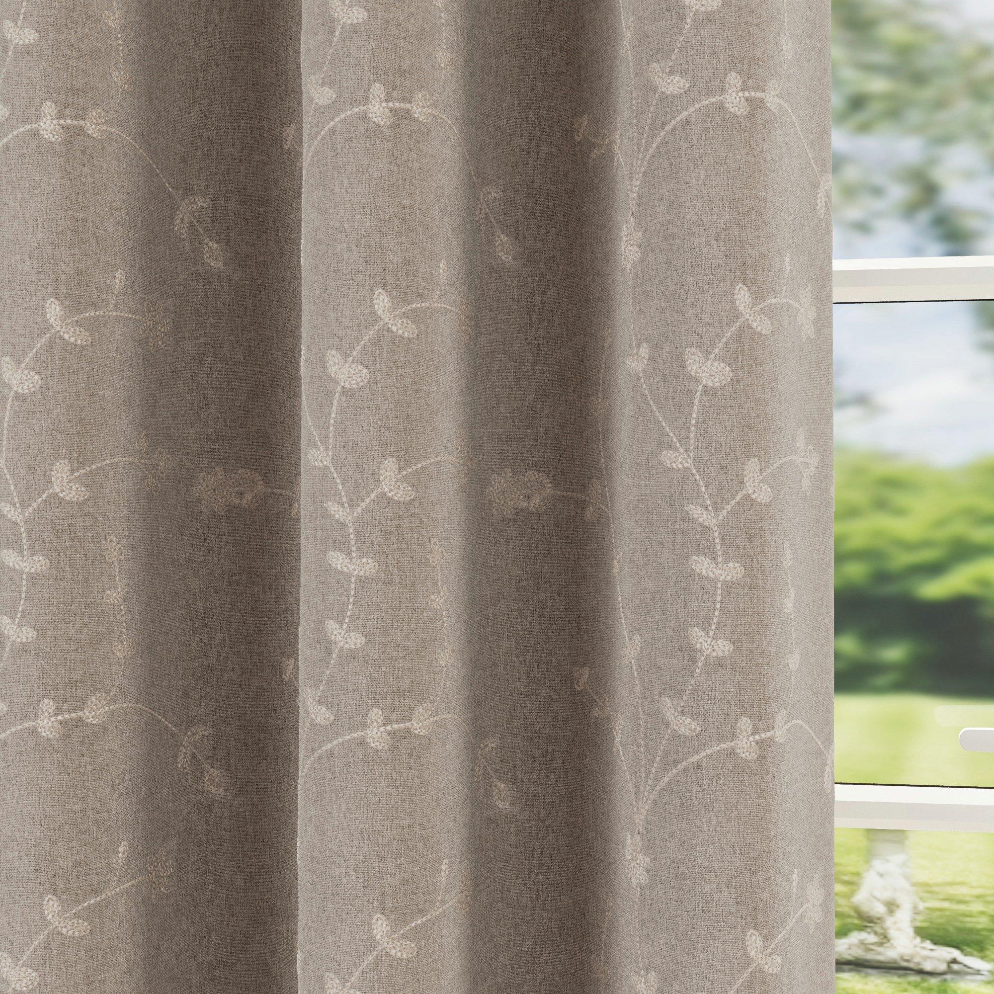 Natural - Enhanced Living - Tivoli Natural Floral Embroidery Blackout Curtains - 3
