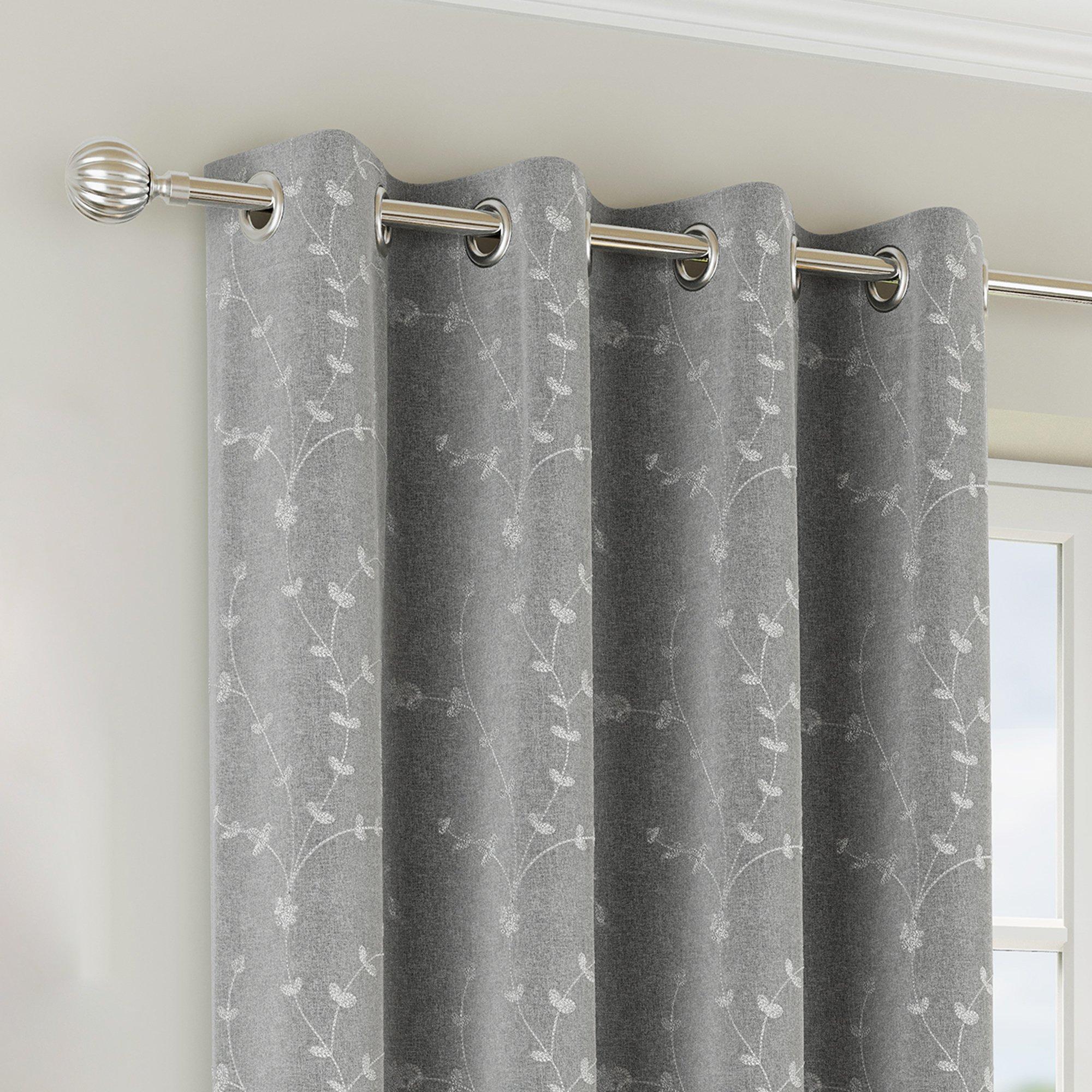Grey - Enhanced Living - Tivoli Grey Floral Embroidery Blackout Curtains - 2