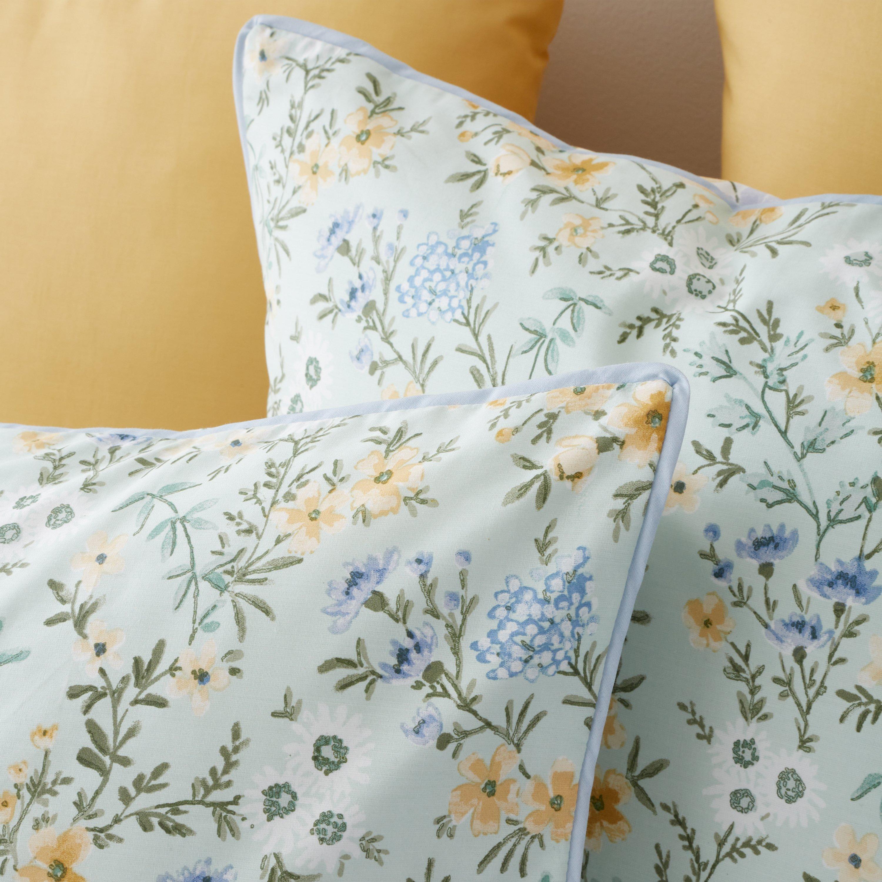 Green - Bianca - Ditsy Floral Cotton Reversible Duvet Cover Set - 4
