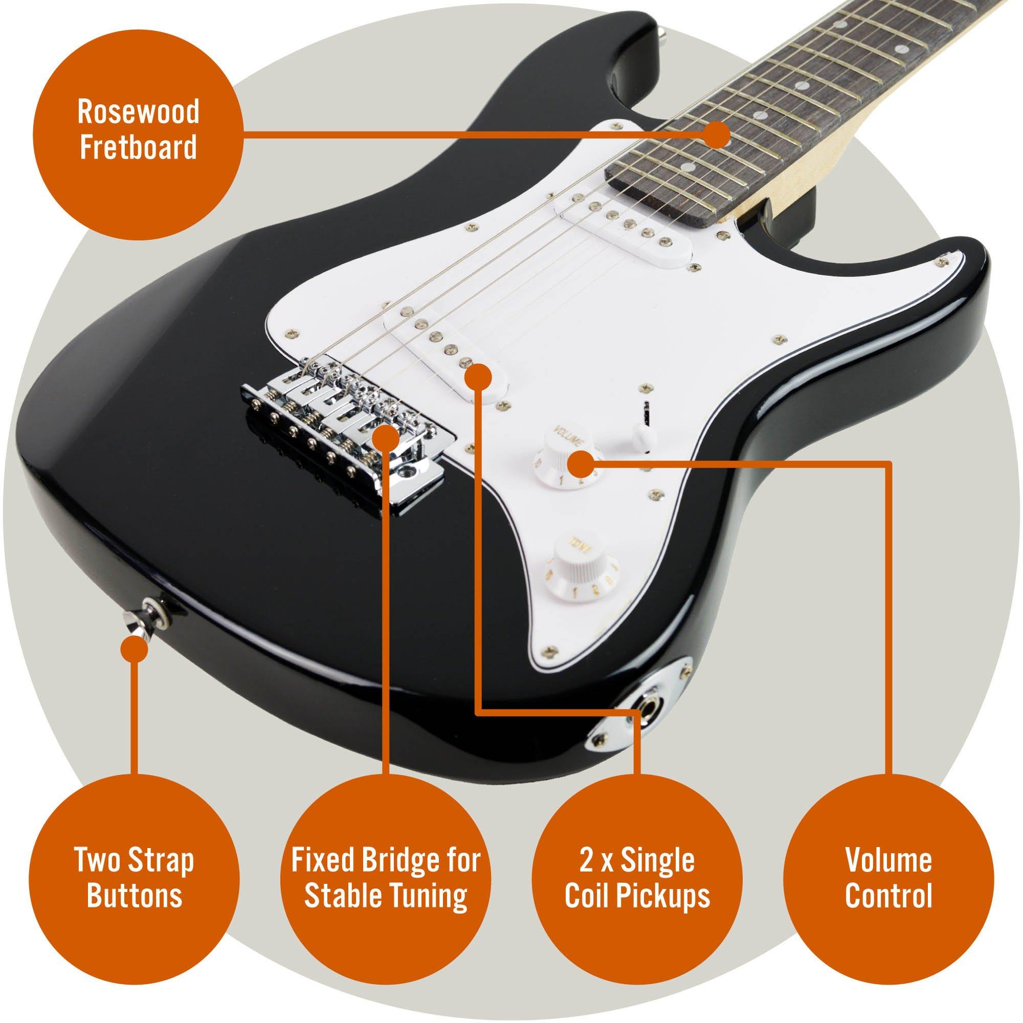 Black - 3rd Avenue - 3rd Avenue 3/4 Size Electric Guitar Pack - Blue - 3