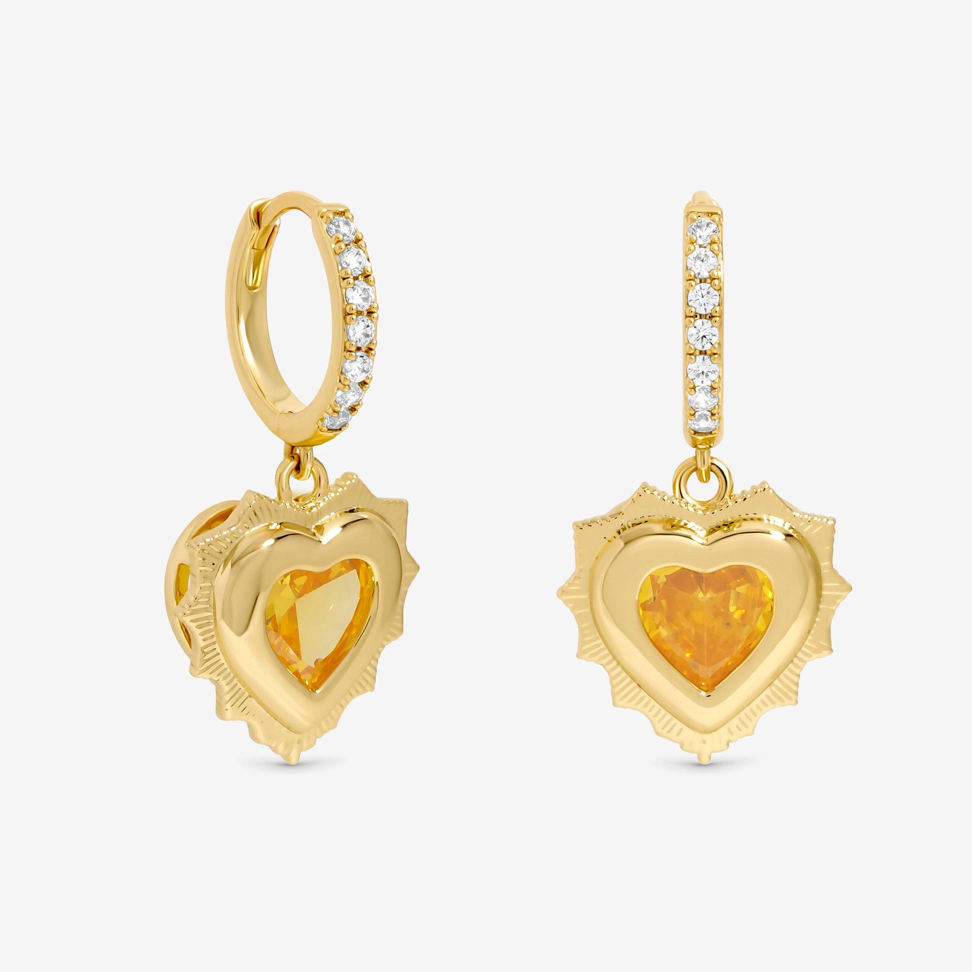 Gold - Jon Richard - Gold Plated Heart Birthstone Earrings - November - 2