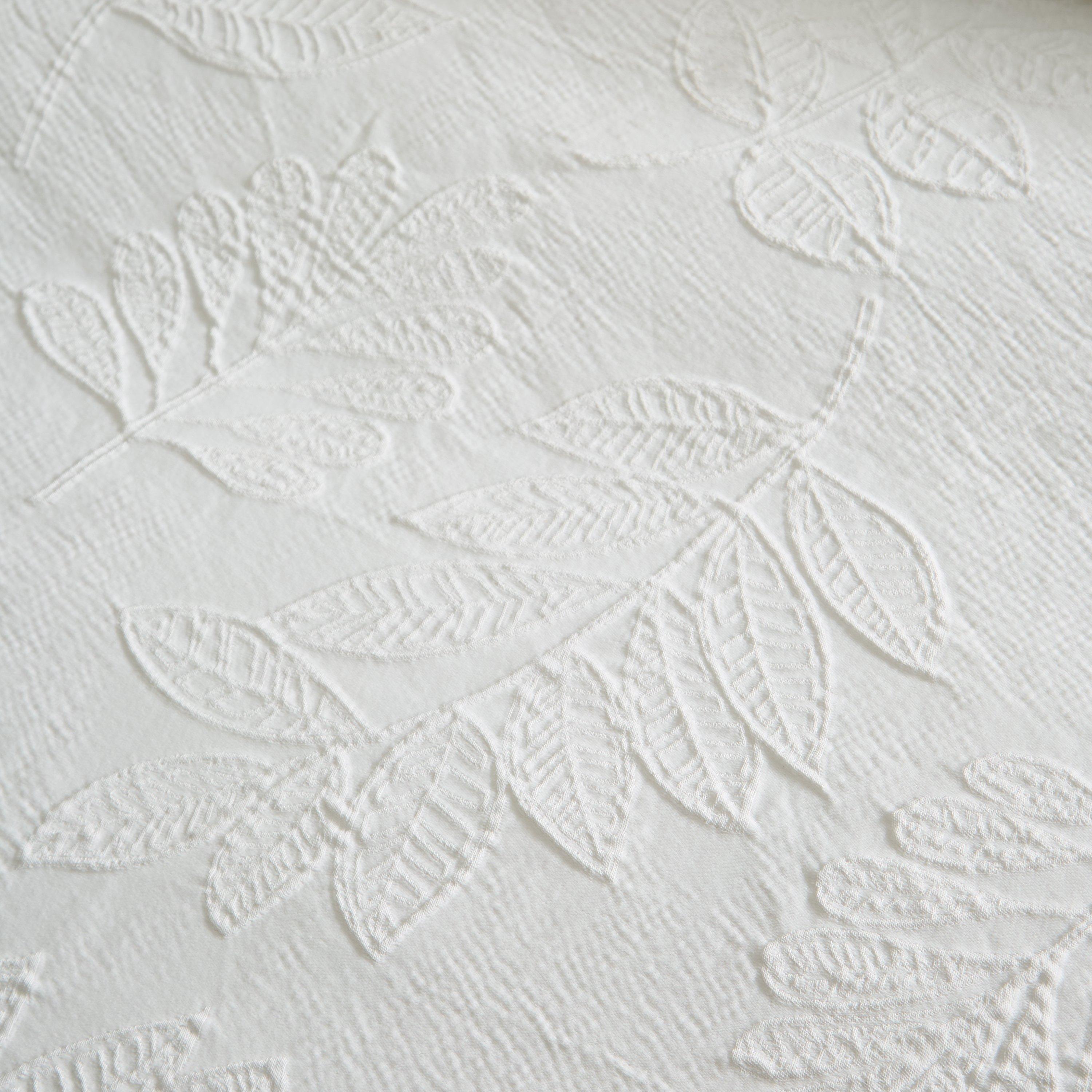 White - Catherine Lansfield - Jacquard Leaves Duvet Cover Set - 3