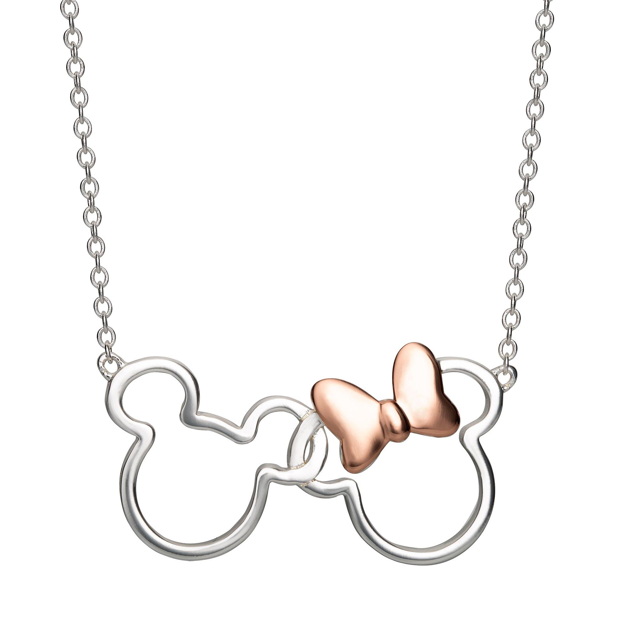 Silver - Disney - Disney Minnie and Mickey two tone plated necklace - 1