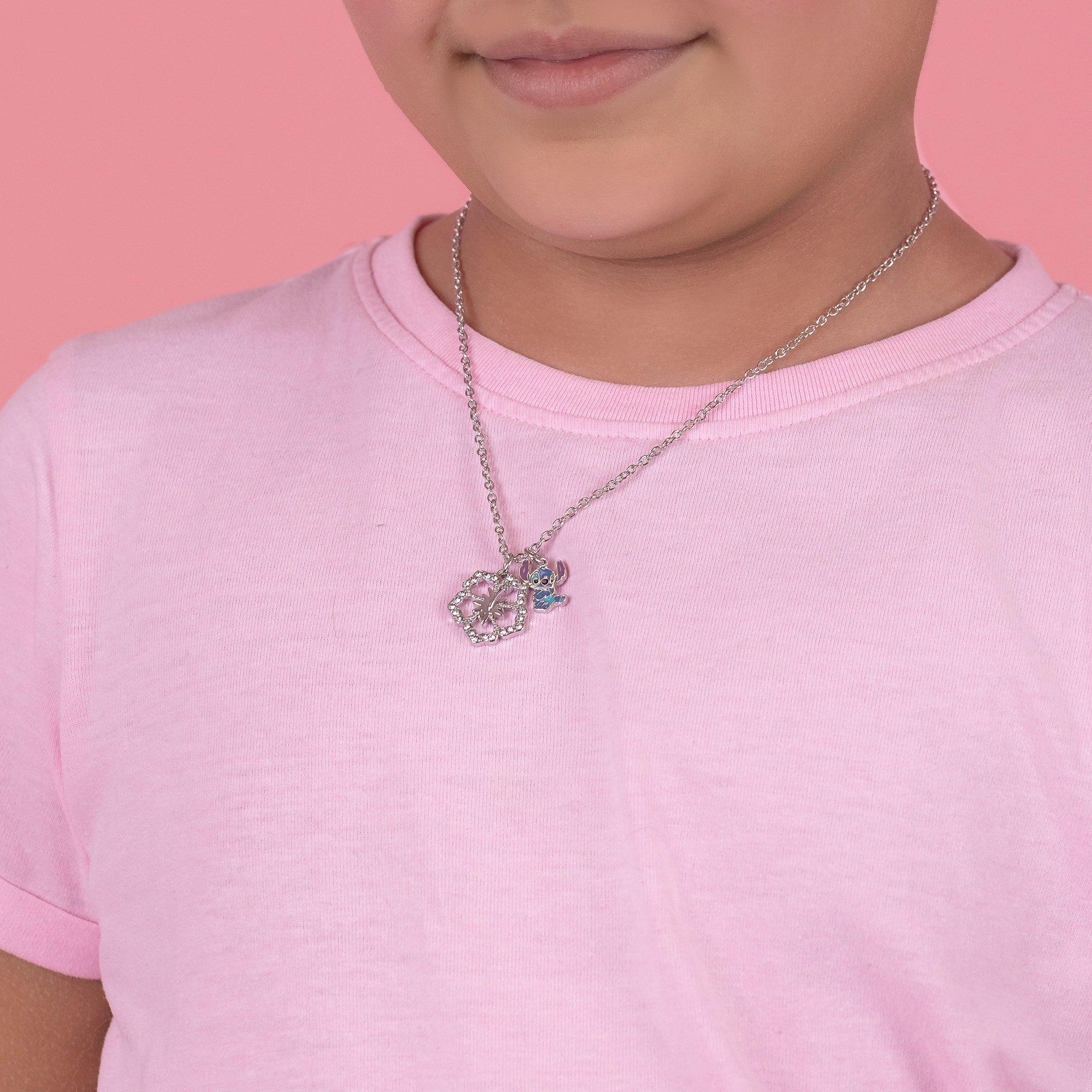 Silver - Disney Stitch - Stitch and flower pendant silver plated necklace - 2